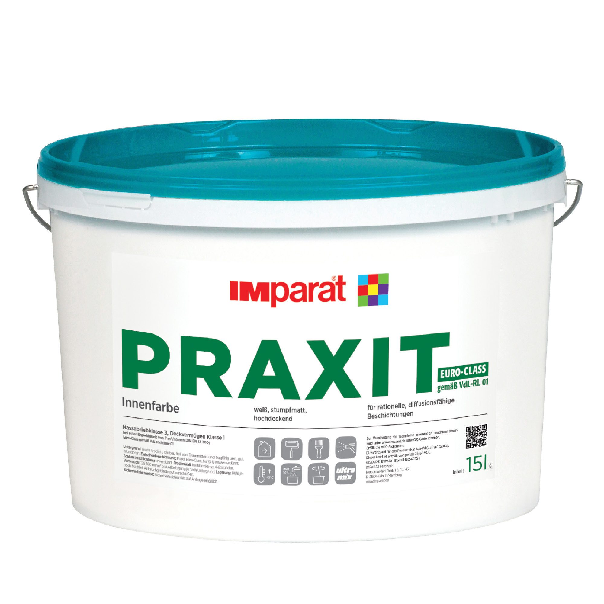 IMparat Farbwerk Iversen & Mähl GmbH & Co. KG Wand- und Deckenfarbe Praxit Euro-Class 10 l weiß