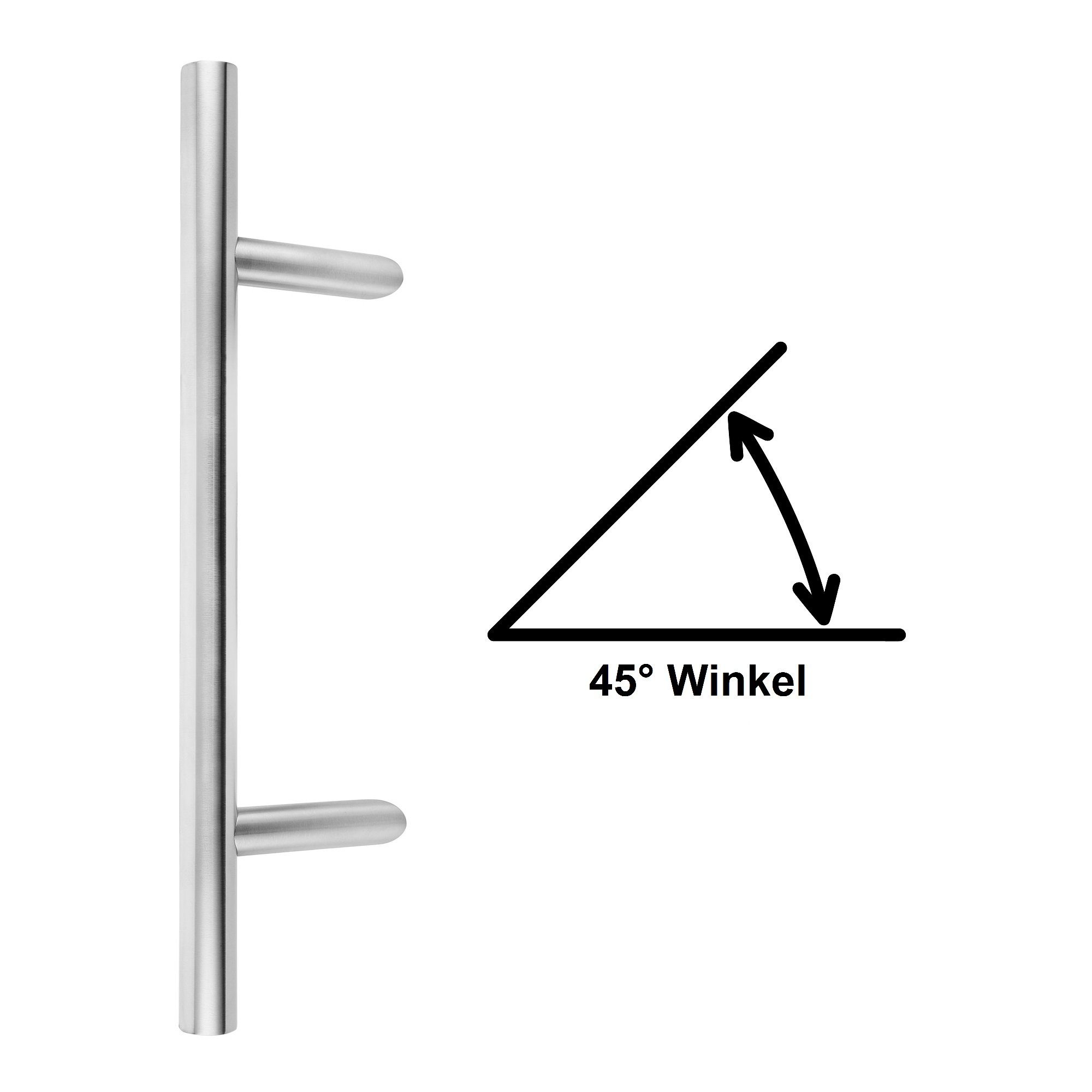 einseitigen Stoßgriff gebürstet Befestigungsmaterial, Türbeschläge24 V2A 45° zur matt Befestigung, Edelstahl inkl. Winkel,