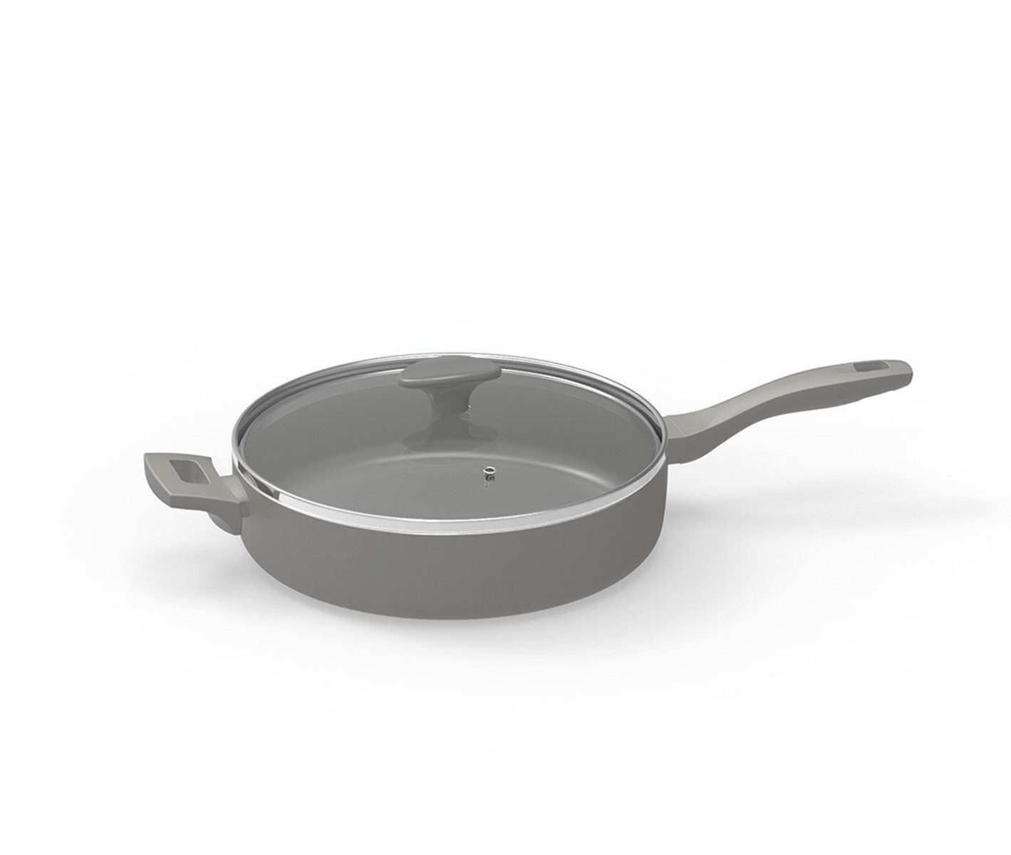 Michelino Schmorpfanne Alythia Pfanne mit Glasdeckel 28 cm in Grau, Aluminium (1-tlg), ergonomischer Griff, Induktionsgeeignet, 28 cm