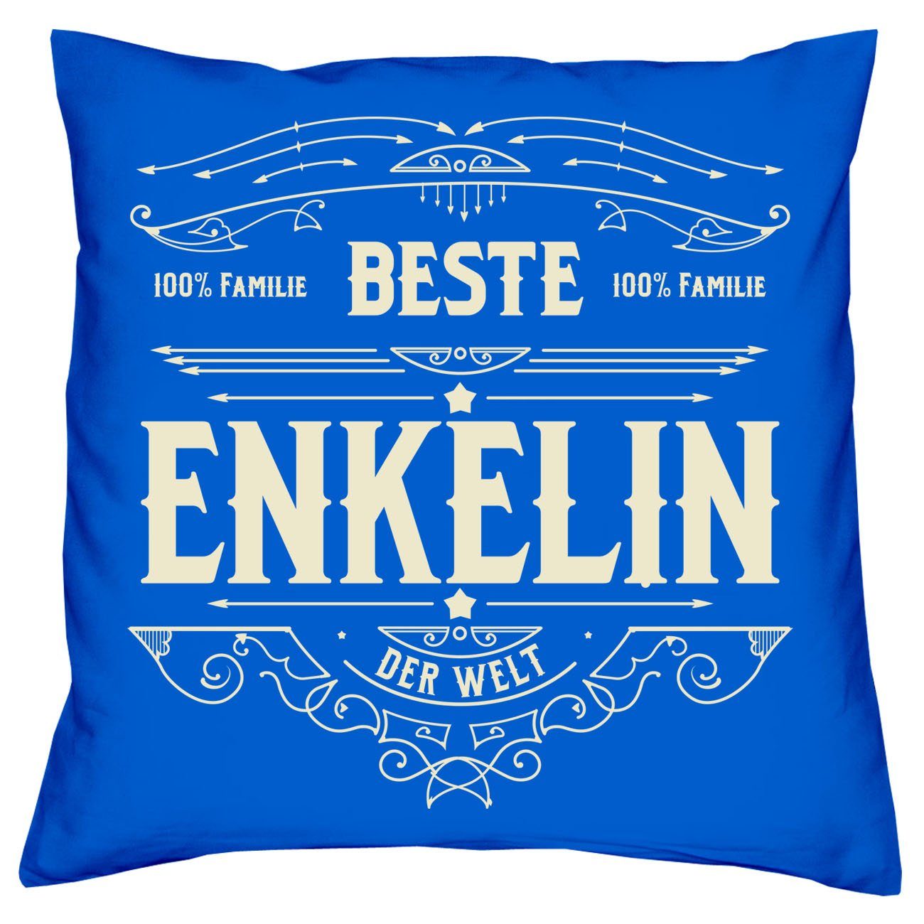 Dekokissen Geschenkset Kissenbezug Beste royal-blau Mitbringsel Füllung, Enkelin Soreso® und Kissen