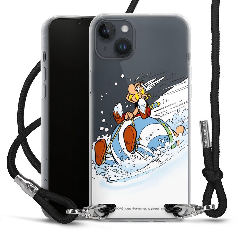DeinDesign Handyhülle Asterix Obelix Kindheit Astérix & Obélix Luge, Apple iPhone 15 Plus Handykette Hülle mit Band Case zum Umhängen