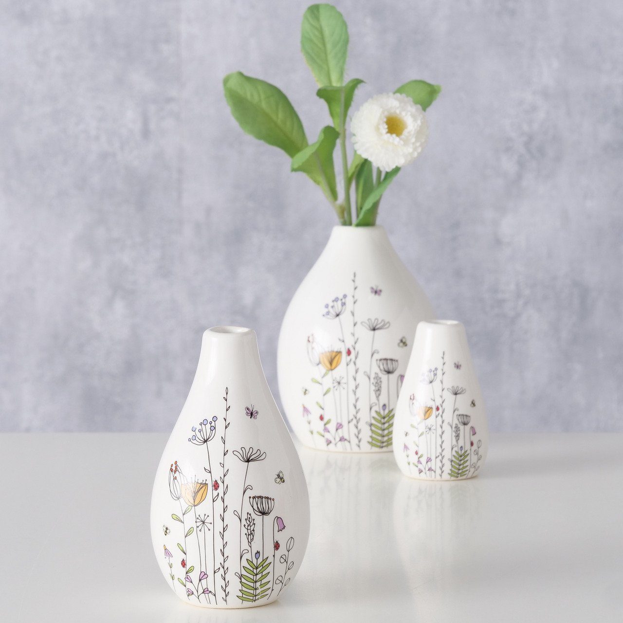 Dekoration) mit Kamilla 3-teilig BOLTZE Tischvase Set (Vase Blumenmuster,