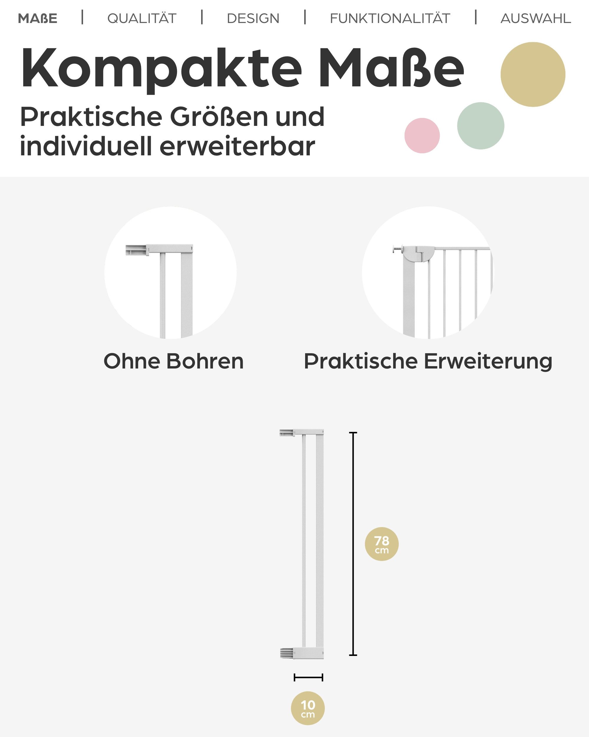 Geuther Türschutzgitter Easylock Flatstep 69-125 cm weiß, auch als Treppenschutzgitter verwendbar