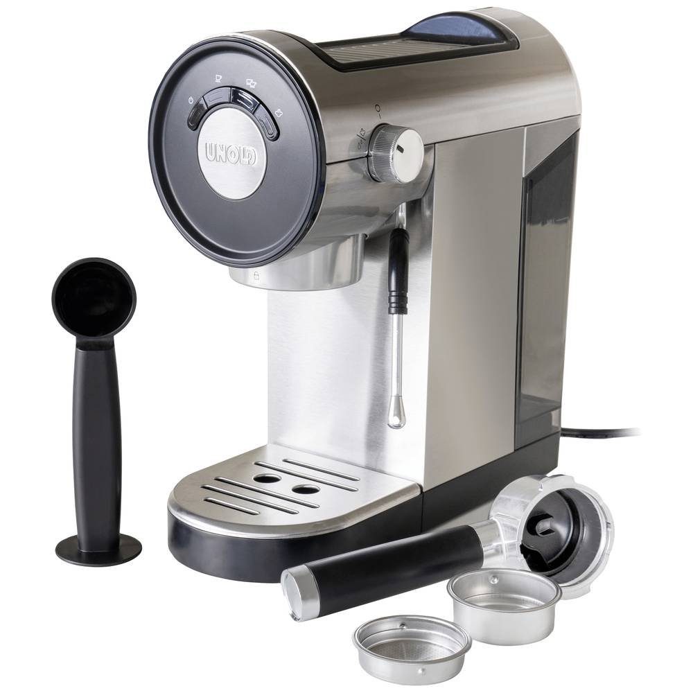 Unold Espressomaschine Kompakte Edelstahl Espresso-Siebträgermaschine,  Schwenkbare Milchschaumdüse
