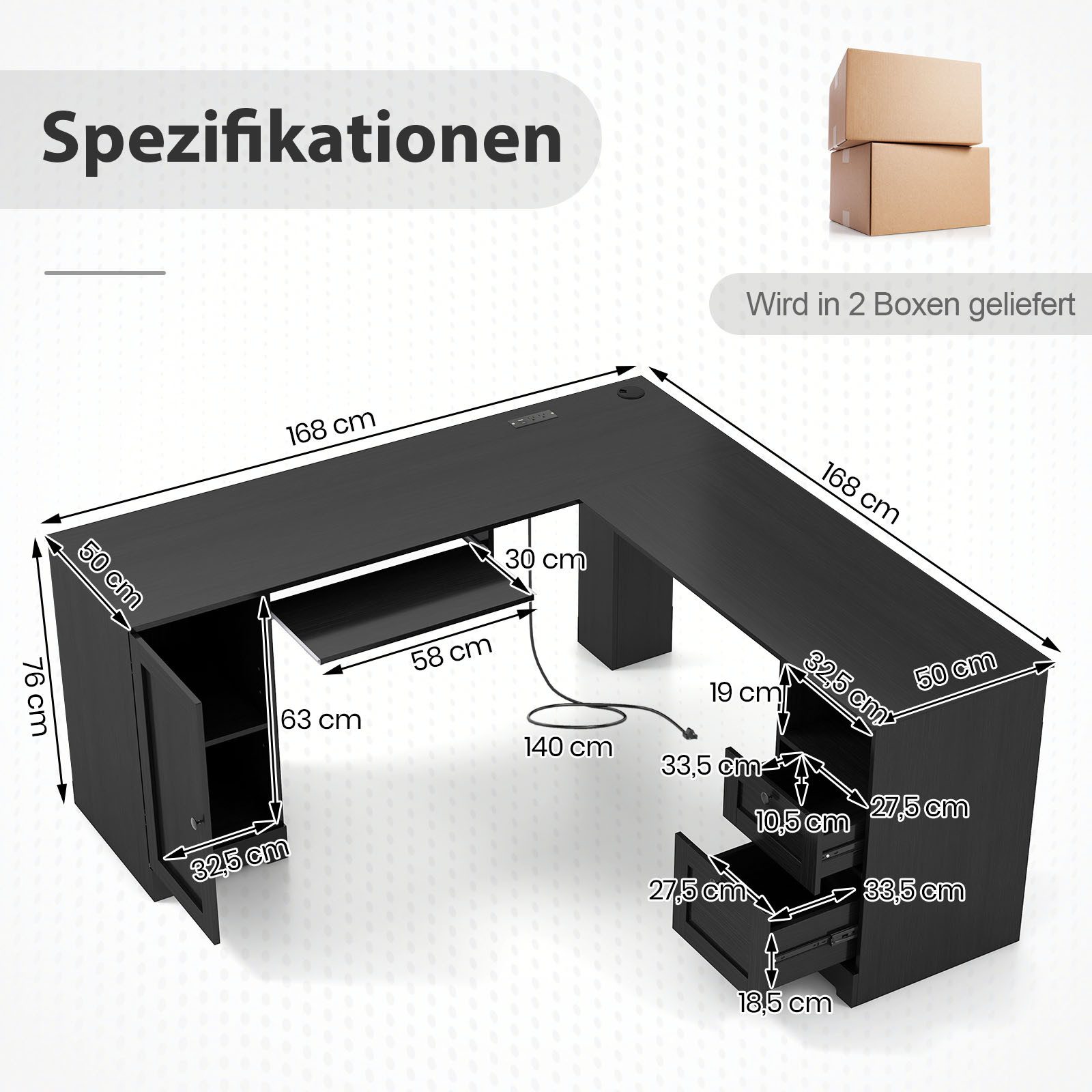 KOMFOTTEU Computertisch, PC-Tisch Eckschreibtisch mit integrierter günstig online kaufen