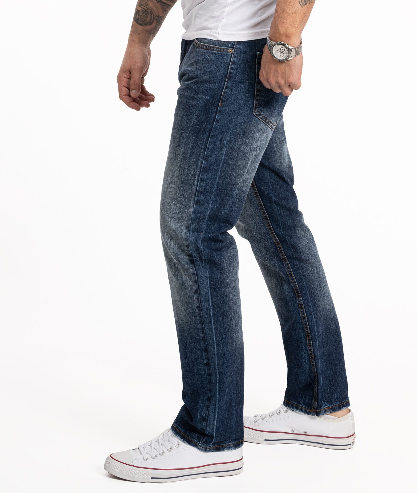 Rock Creek Regular-fit-Jeans Herren Jeans Stonewashed Blau RC-2357 günstig online kaufen