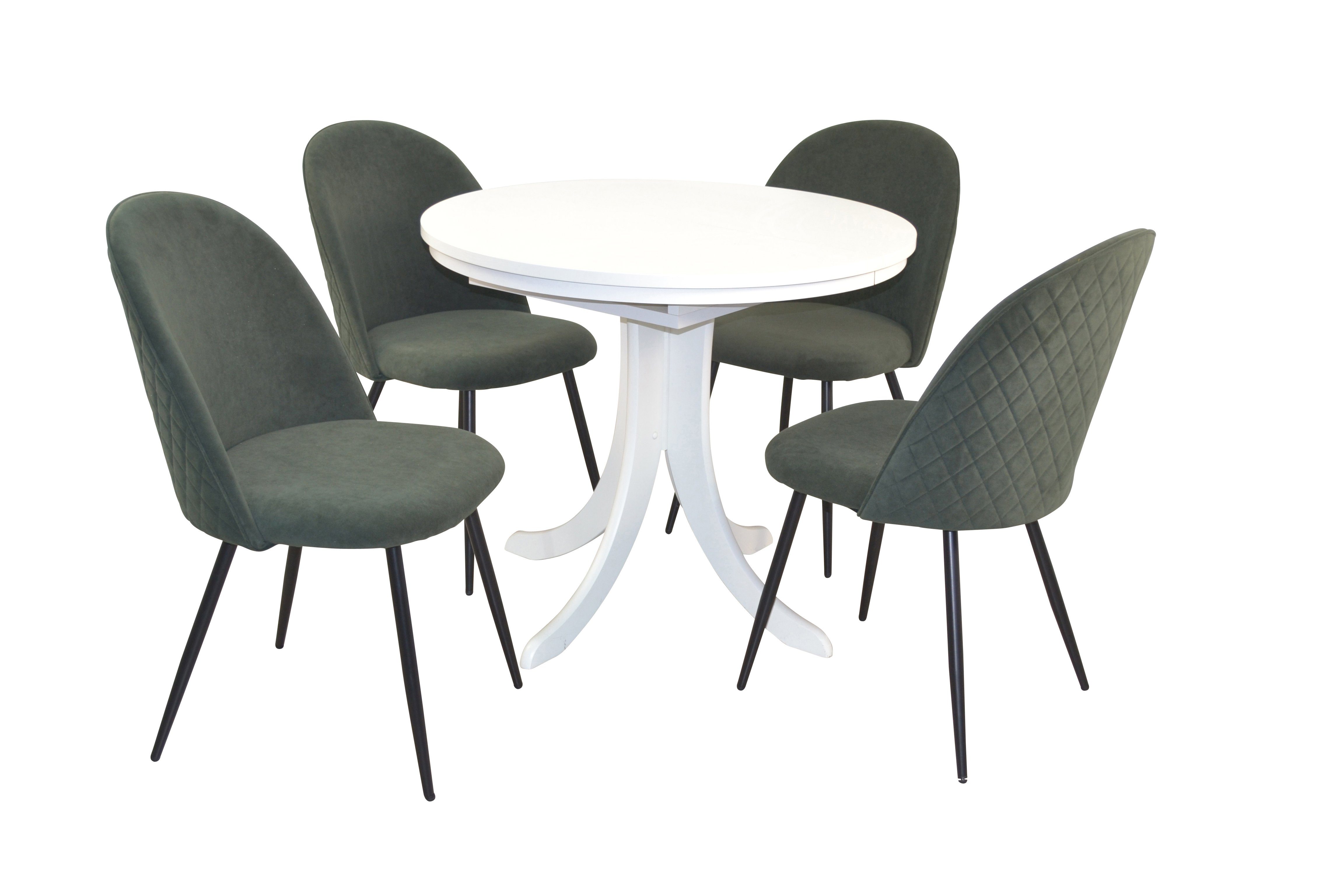 5teilig, Tischgruppe grün Stühlen aus bestehend 4 und Essgruppe moebel-direkt-online Esstisch