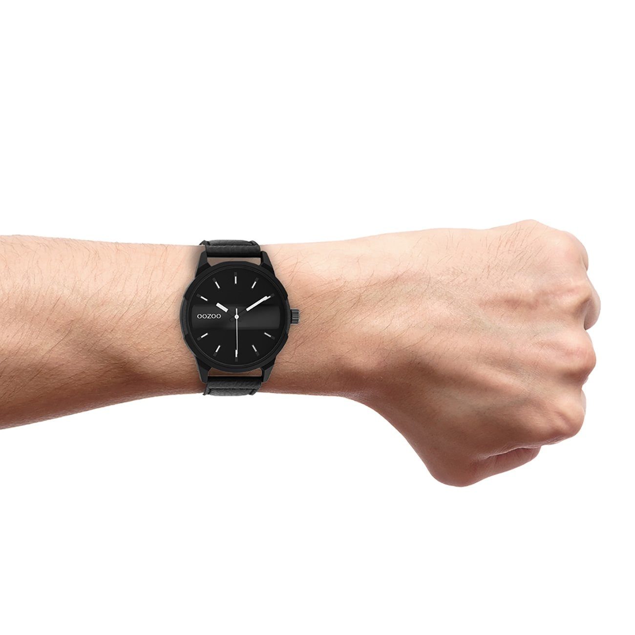 OOZOO Quarzuhr Oozoo Herren Armbanduhr Timepieces, (Analoguhr), Herrenuhr rund, extra groß (ca. 48mm) Lederarmband, Casual-Style