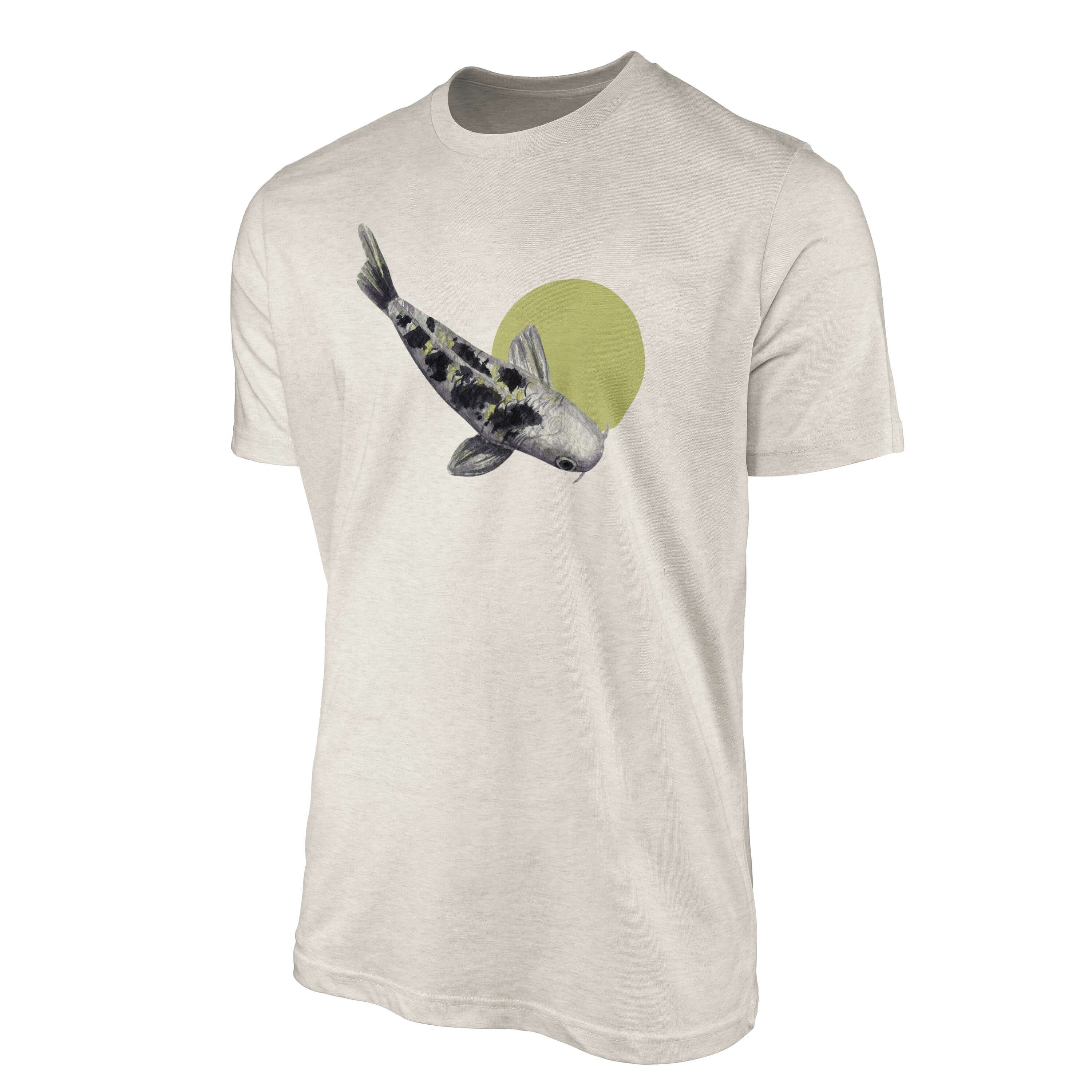 Herren Koi Karpfen (1-tlg) Sinus Ökomode Bio-Baumwolle Art Shirt gekämmte T-Shirt Nachhaltig Motiv T-Shirt Wasserfarben 100%