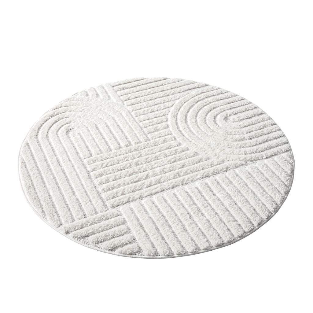 Carpet City Hochflor-Teppich FOCUS765, rund, Höhe: 20 mm, Boho-Teppich, Hochtief-Muster/ 3D-Effekt, für Wohnzimmer, Schlafzimmer