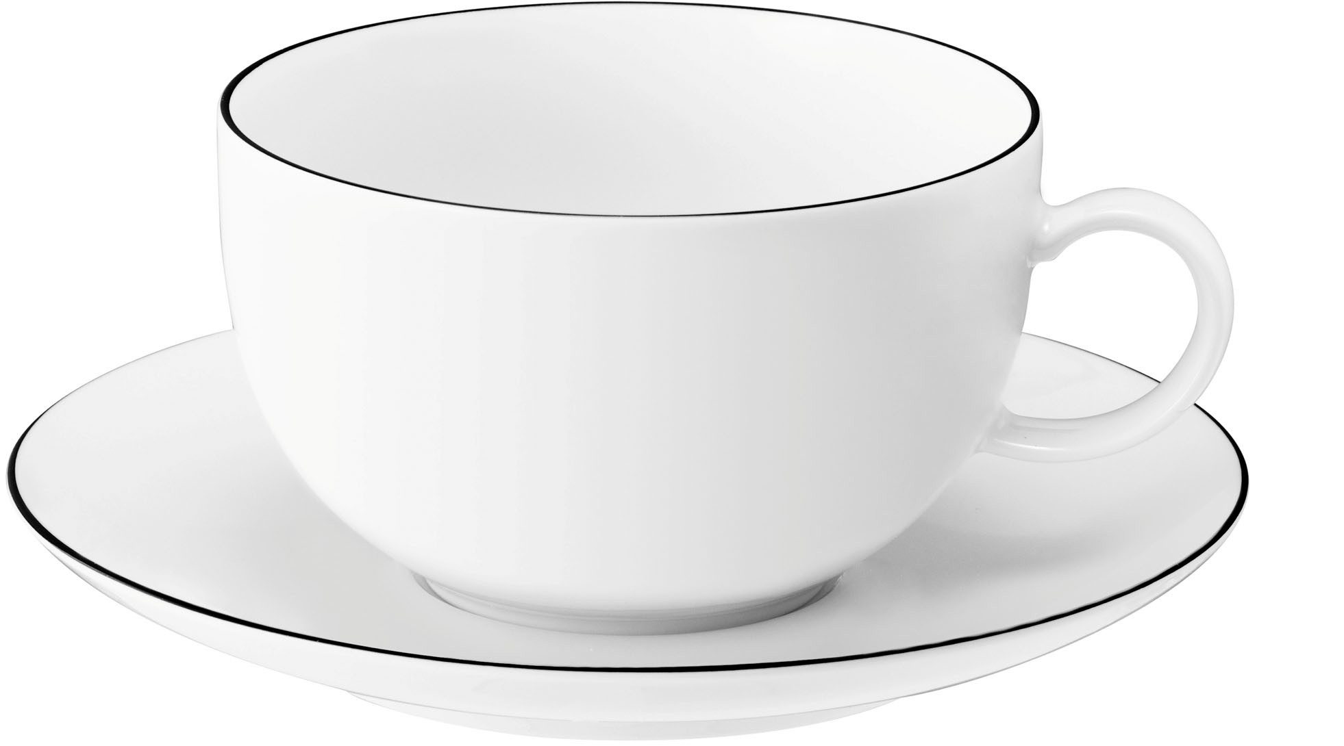 Seltmann Weiden Tasse Lido Black Line, 1-tlg., Porzellan, Milchkaffeeobertasse 0,35 l