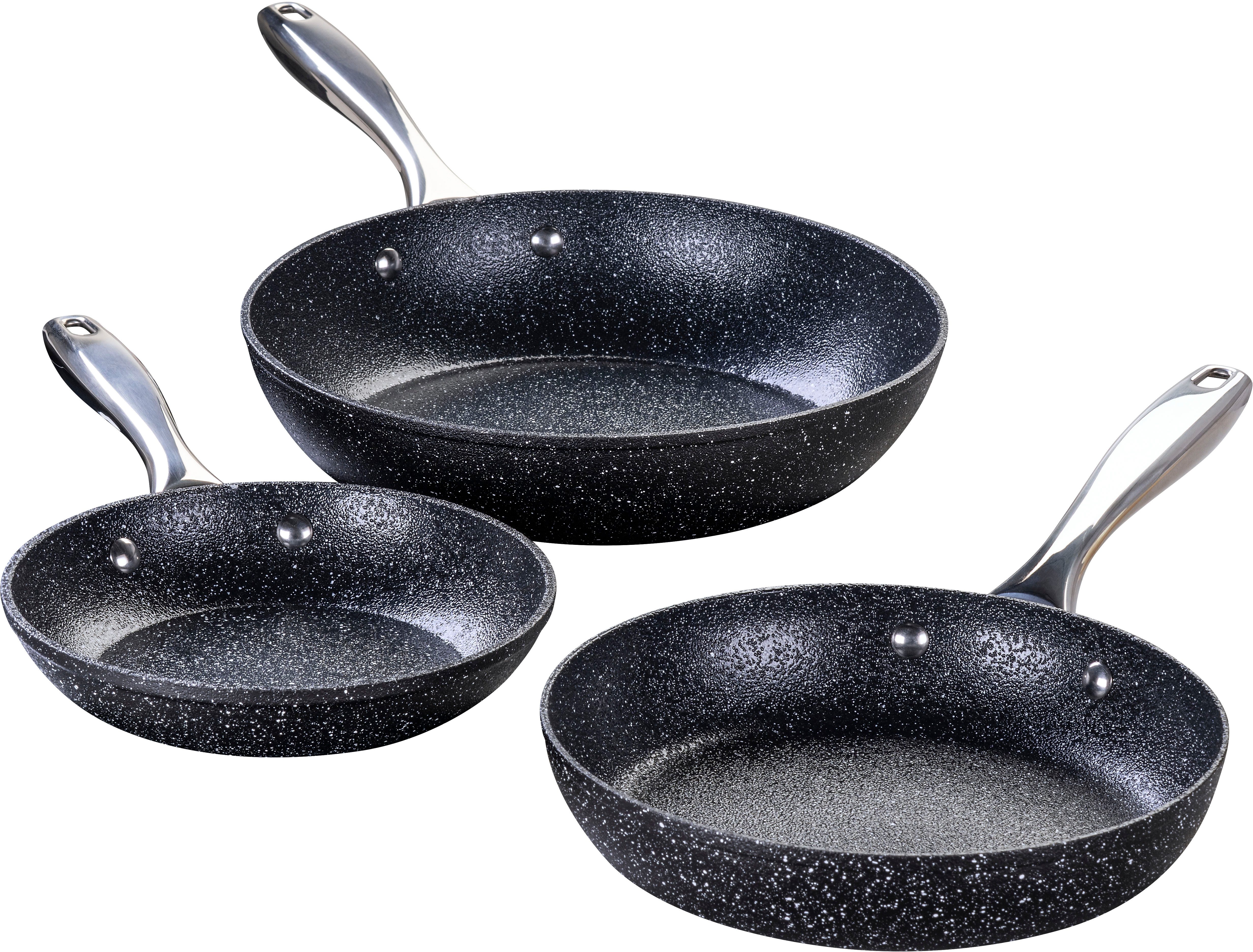FACKELMANN Bratpfanne Crossroad, Aluminium (Set, 3-tlg), Жаровни-Set Crossroad Ø 20, 24, 28 cm – mit Keramik-Beschichtung
