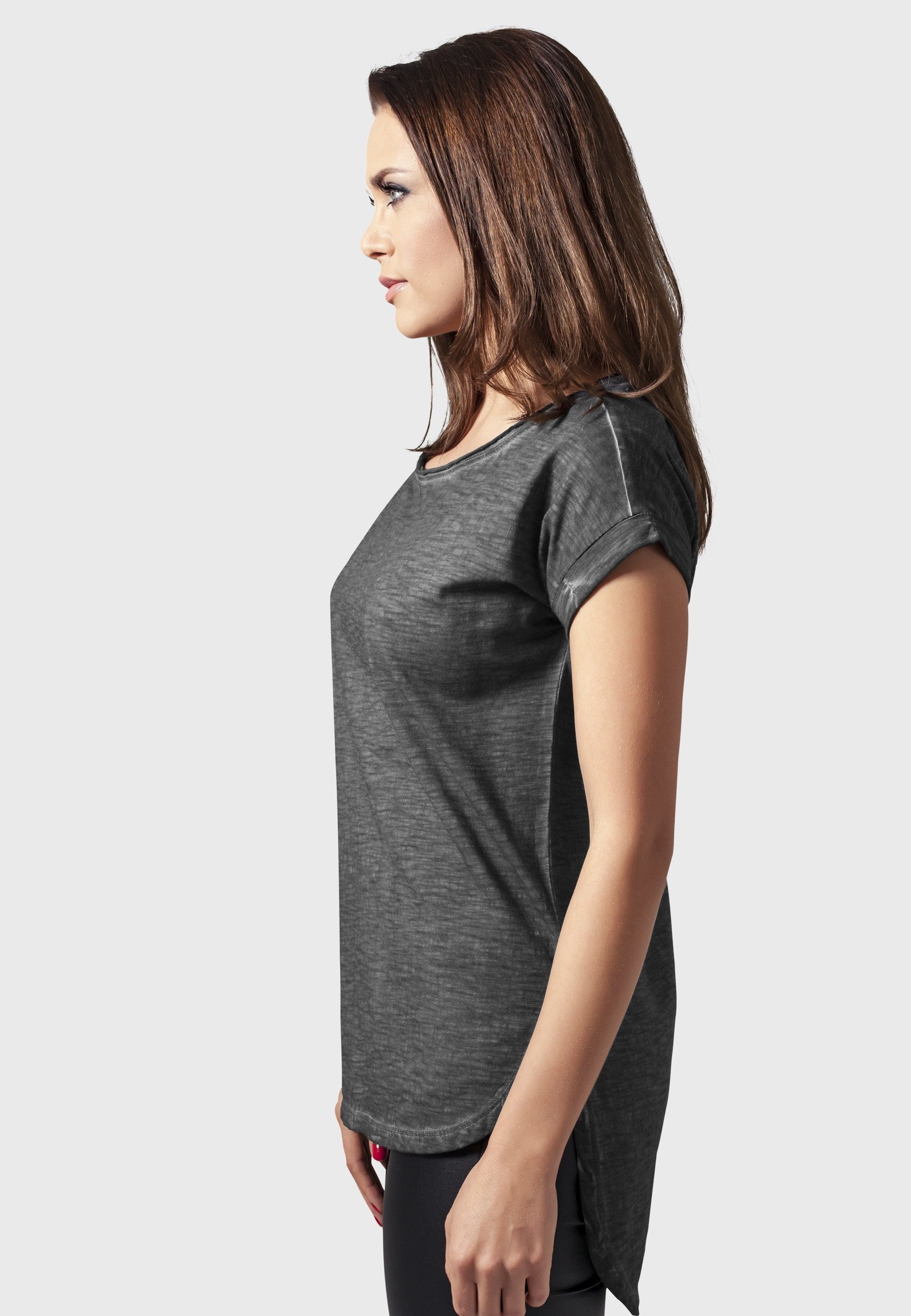 URBAN CLASSICS Kurzarmshirt Urban Classics Damen Ladies Long Back Shaped Spray Dye Tee (1-tlg)
