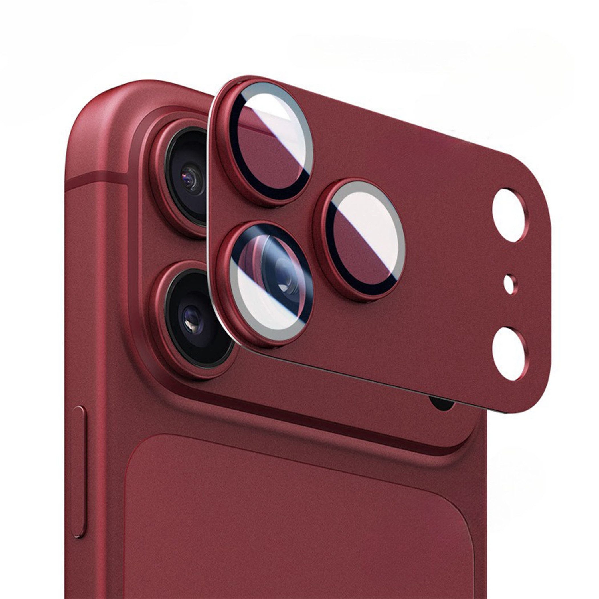 Wigento Kameraschutzglas Rück Kamera Schutz Glas 9H Apple iPhone 18 Pro Max Aluminium Weinrot für Apple iPhone 18 Pro Max, Aluminiumlegierung, hohe Lichtdurchlässigkeit, Anti-Fingerprint