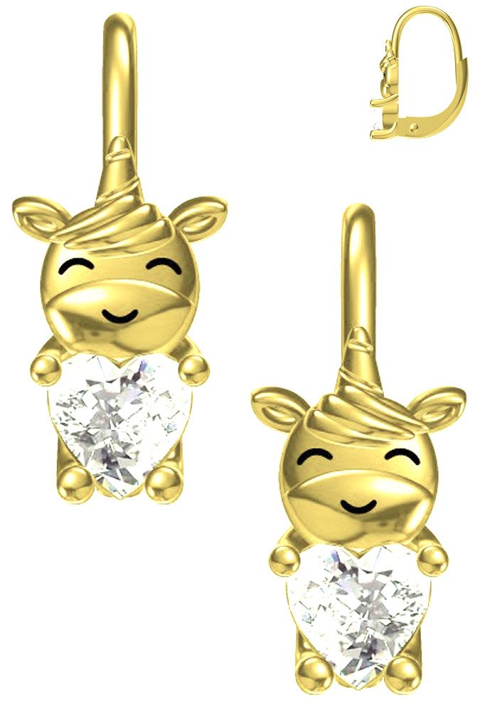 Limana Paar Creolen Ohrringe 925 Silber gold Einhorn Pferde Mädchen Kinder Ohrhänger (inkl. Schmuckbox), Schmuck Geschenk Einschulung Ostern Weihnachten Geburtstag Nikolaus