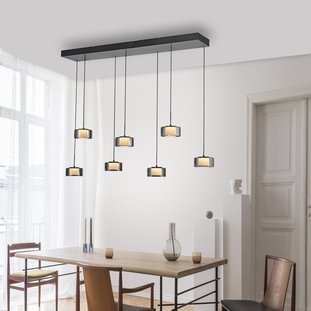 Paul Neuhaus LED Pendelleuchte LED Pendellampe RIKA, dimmbar, Memoryfunktion, höhenverstellbar, 7x LED Board 8W, warmweiß, manuell höhenverstellbar, stufenlos dimmbar, Memoryfunktion