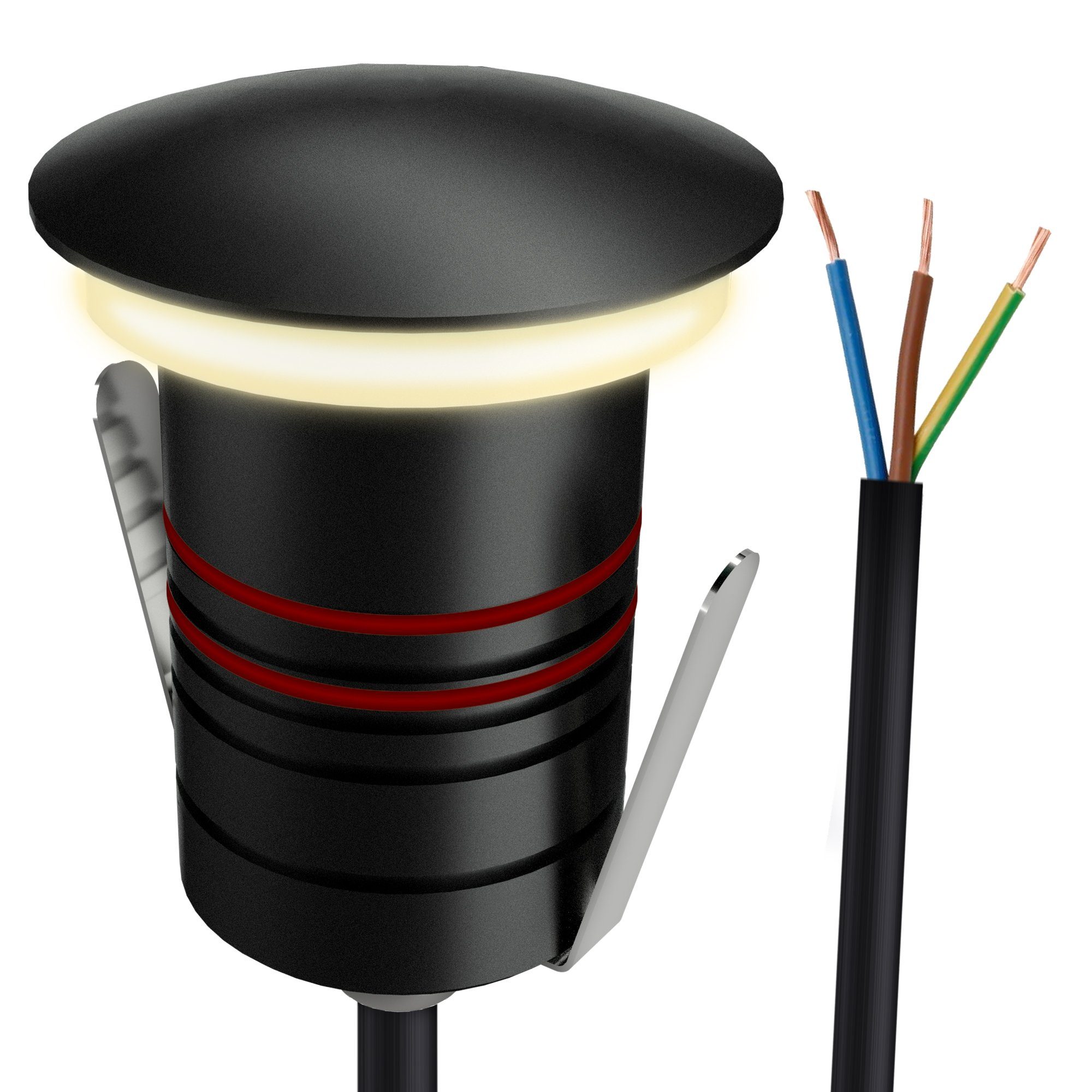 SSC-LUXon LED Gartenstrahler JAVO Bodenspot IP67 230V schwarz indirektes LED Licht warmweiß, Warmweiß