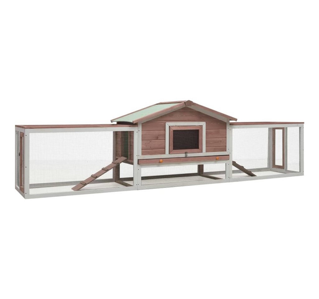 Thumbnail - vidaXL Kleintierstall, Kaninchenstall Mokka 310x70x87 cm Kiefer & Tanne Massivholz
