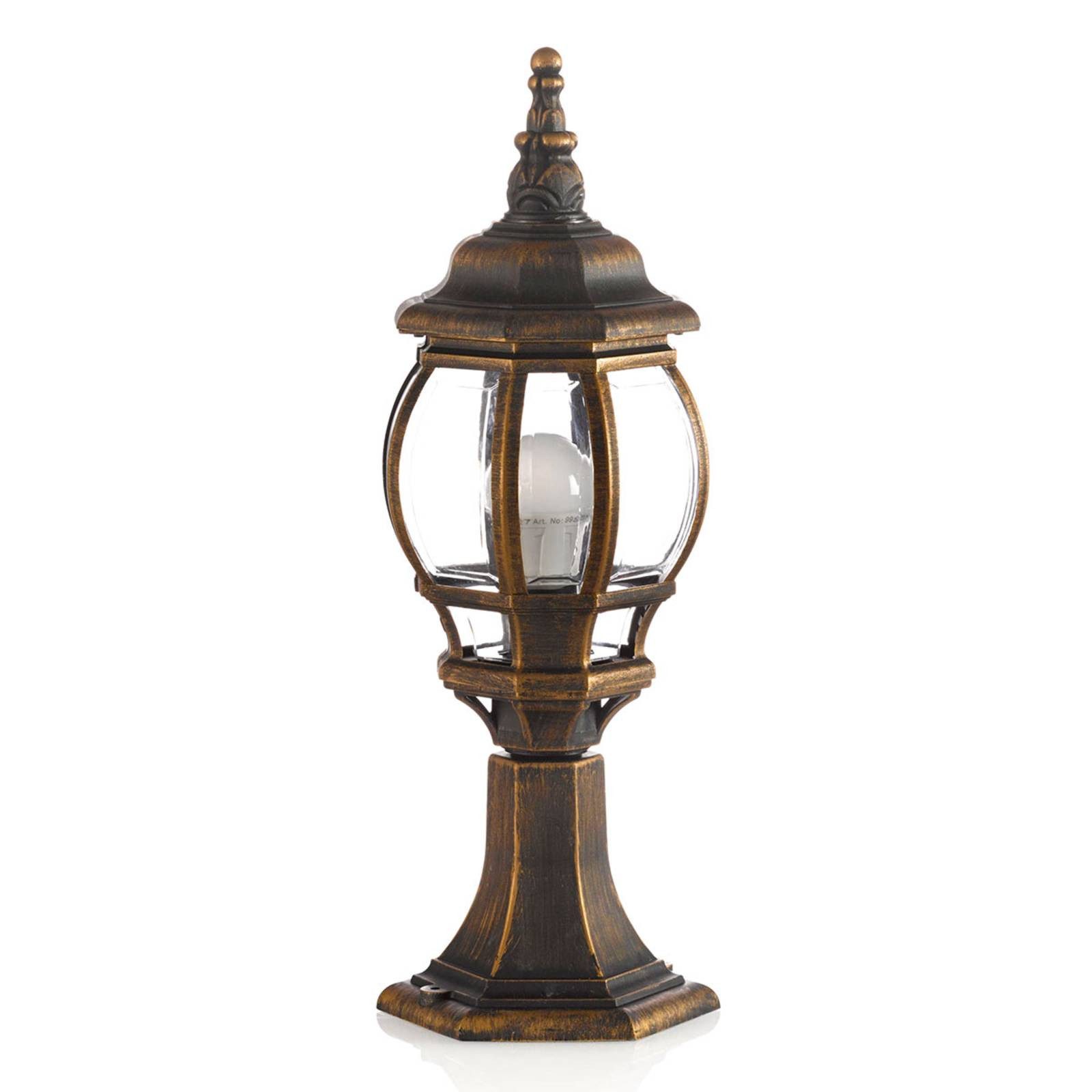 Lindby Außen-Stehlampe Nadesha, Kunststoff Gold / Messing IP44, 1 x 60 W