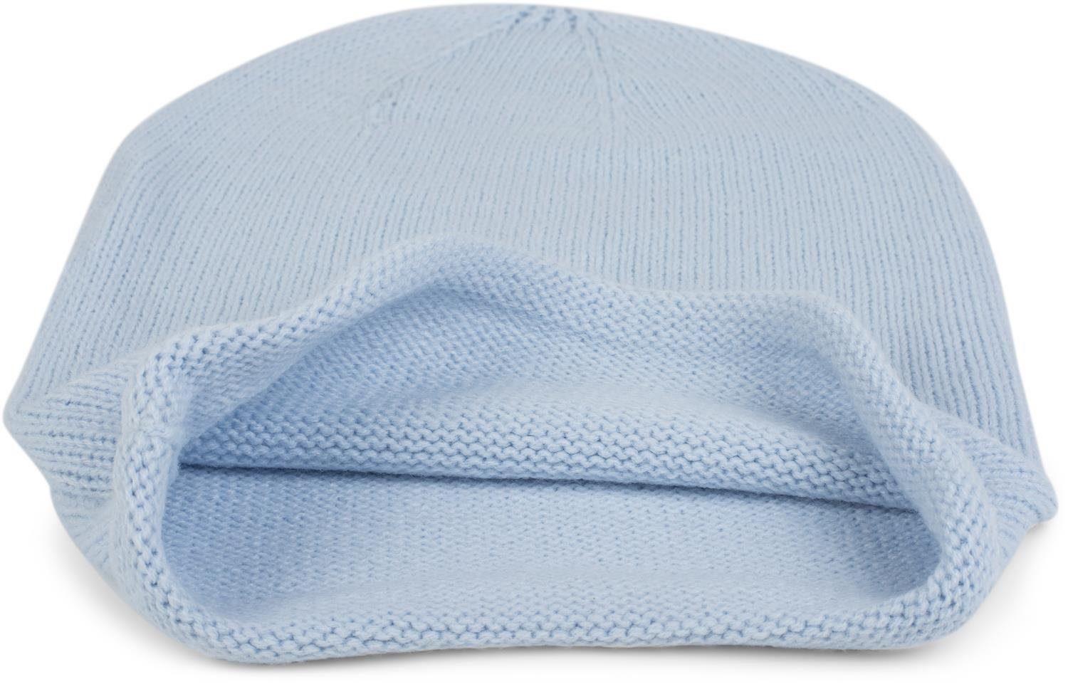 mit styleBREAKER Strickmütze Mütze (1-St) Rollrand Beanie Hellblau Feinstrick