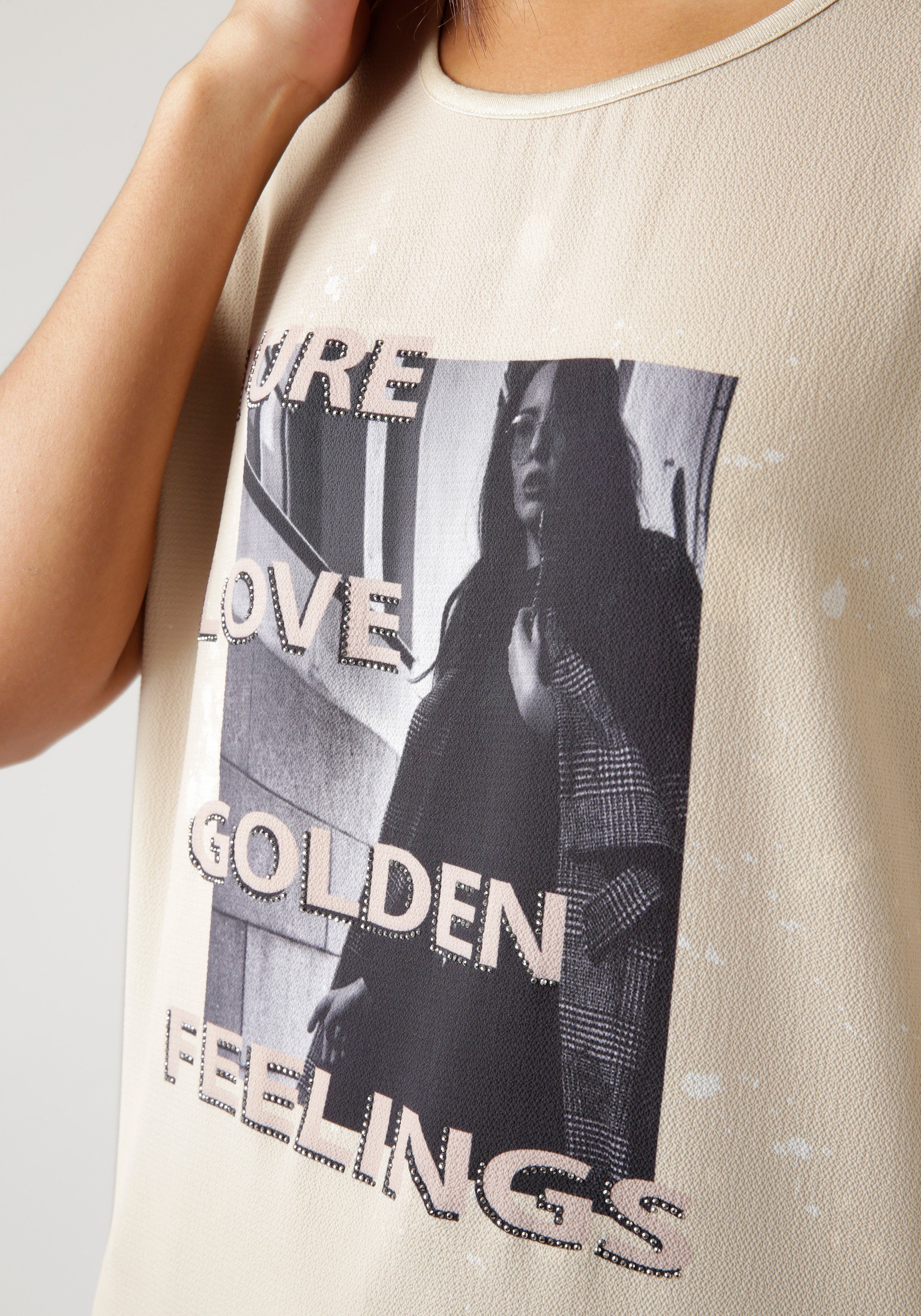 Aniston SELECTED Shirtbluse mit Glitzersteinen Fotoprint KOLLEKTION - NEUE und