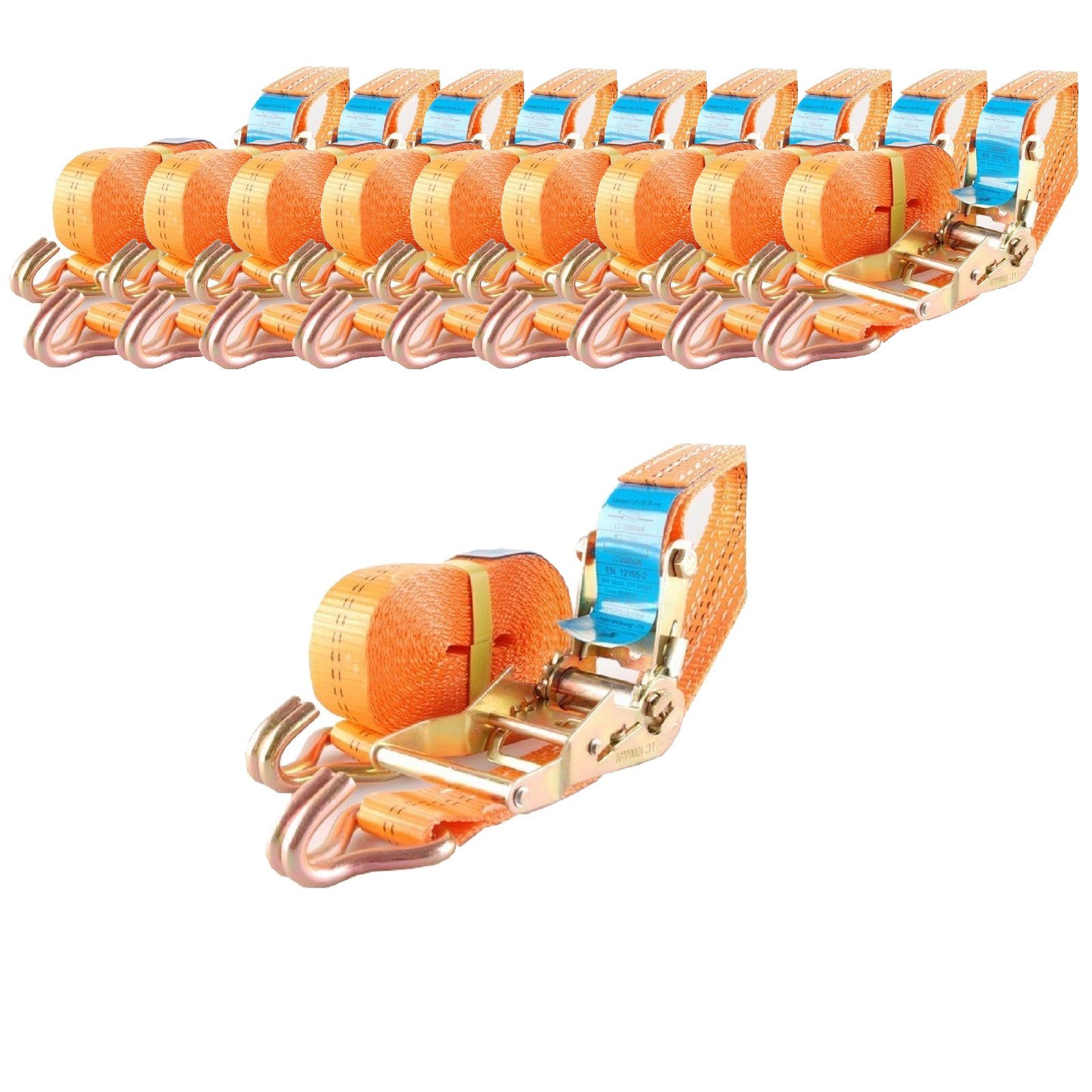 Spanngurt 2-tlg Profi Ratschen Zurrgurt 5m 2t Orange Ladungssicherung TÜV/GS