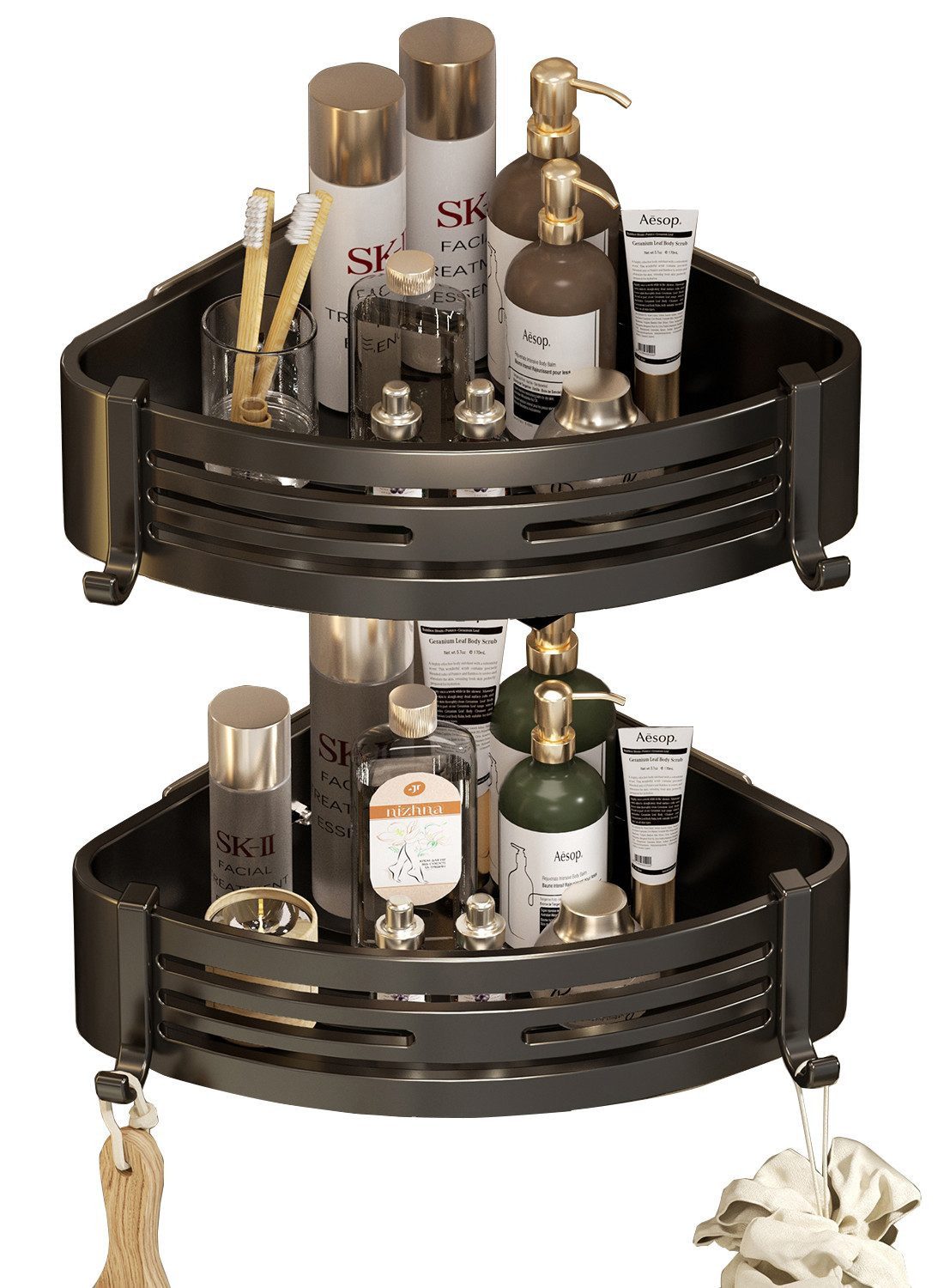 Refined Living Duschregal 2-Stück Eckregal ohne Bohren aus rostfreiem Alumi günstig online kaufen