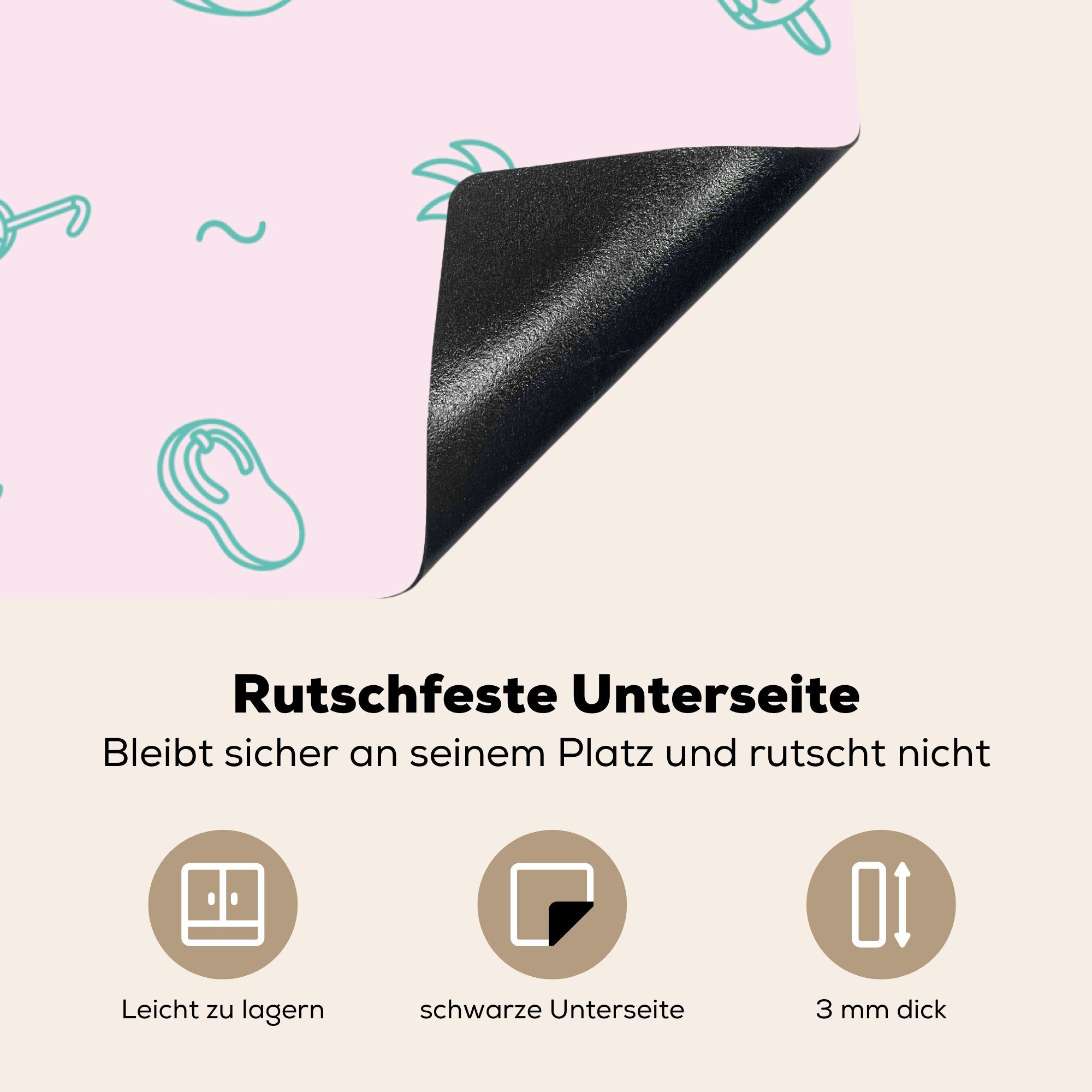 Symbole MuchoWow cm, - (1 Arbeitsplatte Herdblende-/Abdeckplatte Rosa, für Ceranfeldabdeckung, Vinyl, küche 78x78 Sommer - tlg),