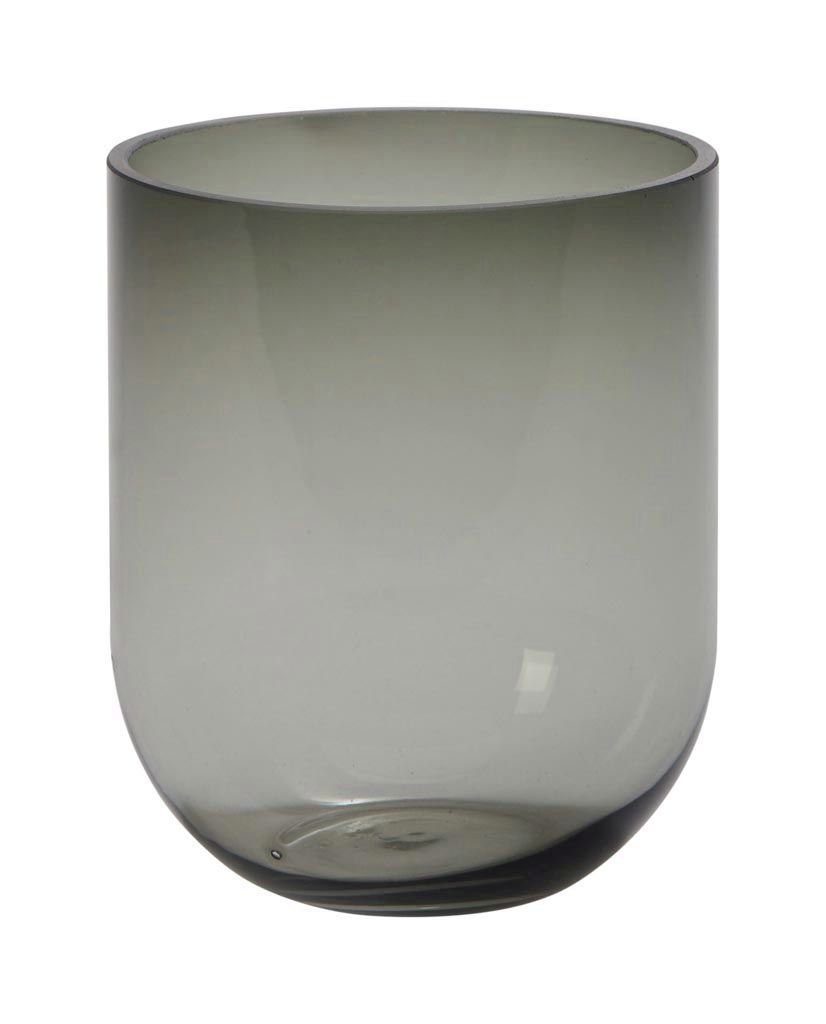 Rudolph Keramik Windlicht schweres Glas Windlichtglas 14cm, Ø (1 rauchgrau St), H 12cm, "Hanami", Dickes