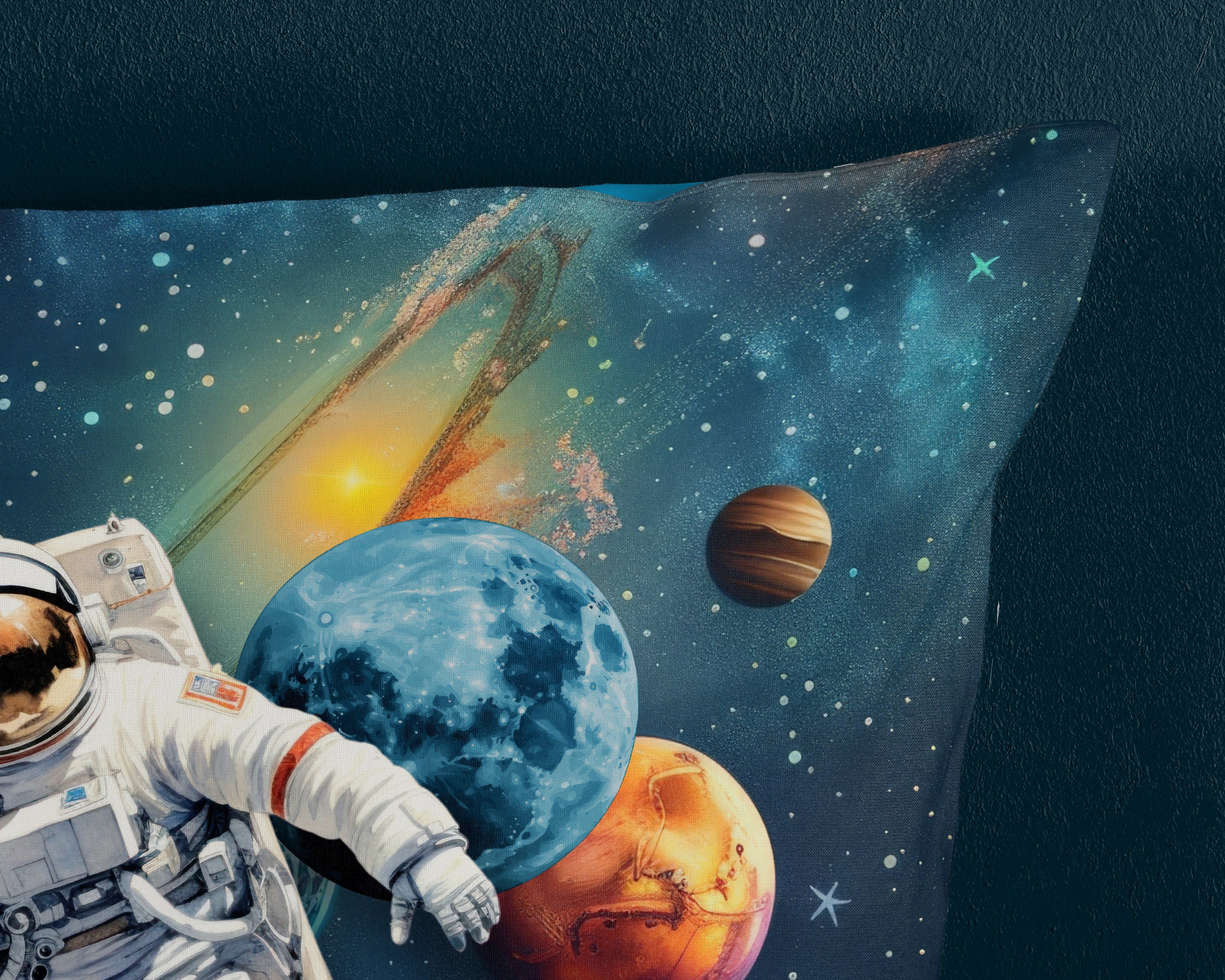 PURE luxury collection Kinderbettwäsche Saros, Microfaser, 2 teilig, Mikrofaser, 135x200, 2 Teilig, Wendeoptik, Kind, Weltall, Astronaut – Bild 4 von 5