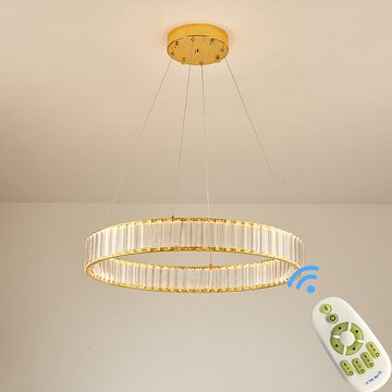 Euroton LED Pendelleuchte LED Pendelleuchte große Kristall Fernbedienung Lichtfarbe einstellbar, LED fest integriert, mit Fernbedienung Lichtfarbe einstellbar kaltweiß-neutralweiß- warmweiß 7000k-3000k stufenlose, Nicht zutreffend