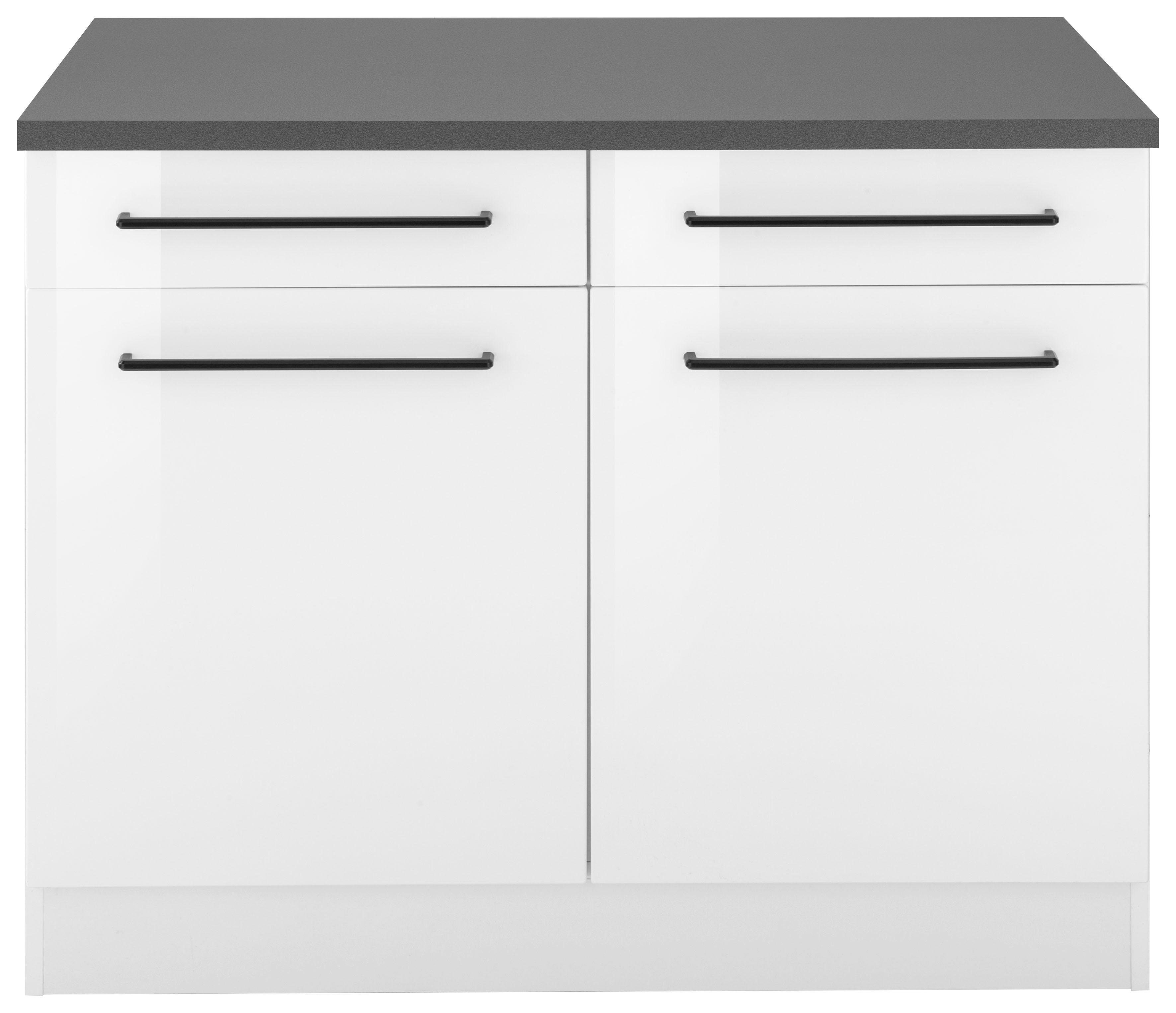 KOCHSTATION Unterschrank KS-Tulsa 100 cm breit, 2 Schubkästen, 2 Türen, schwarzer Metallgriff, MDF Front – Bild 2 von 5