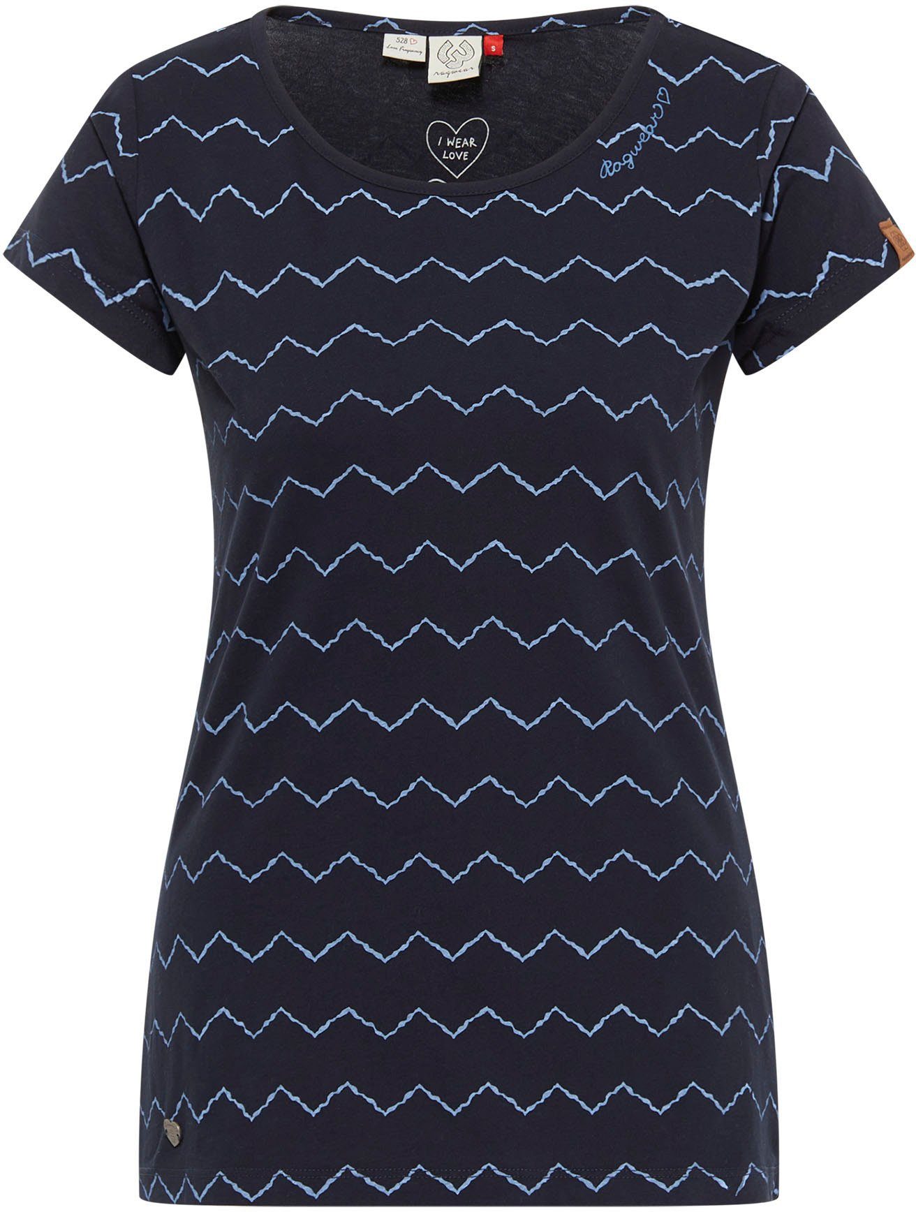 Allover-Print-Design Zag MINT navy 2028 T-Shirt im Zig ZIG ZAG Ragwear
