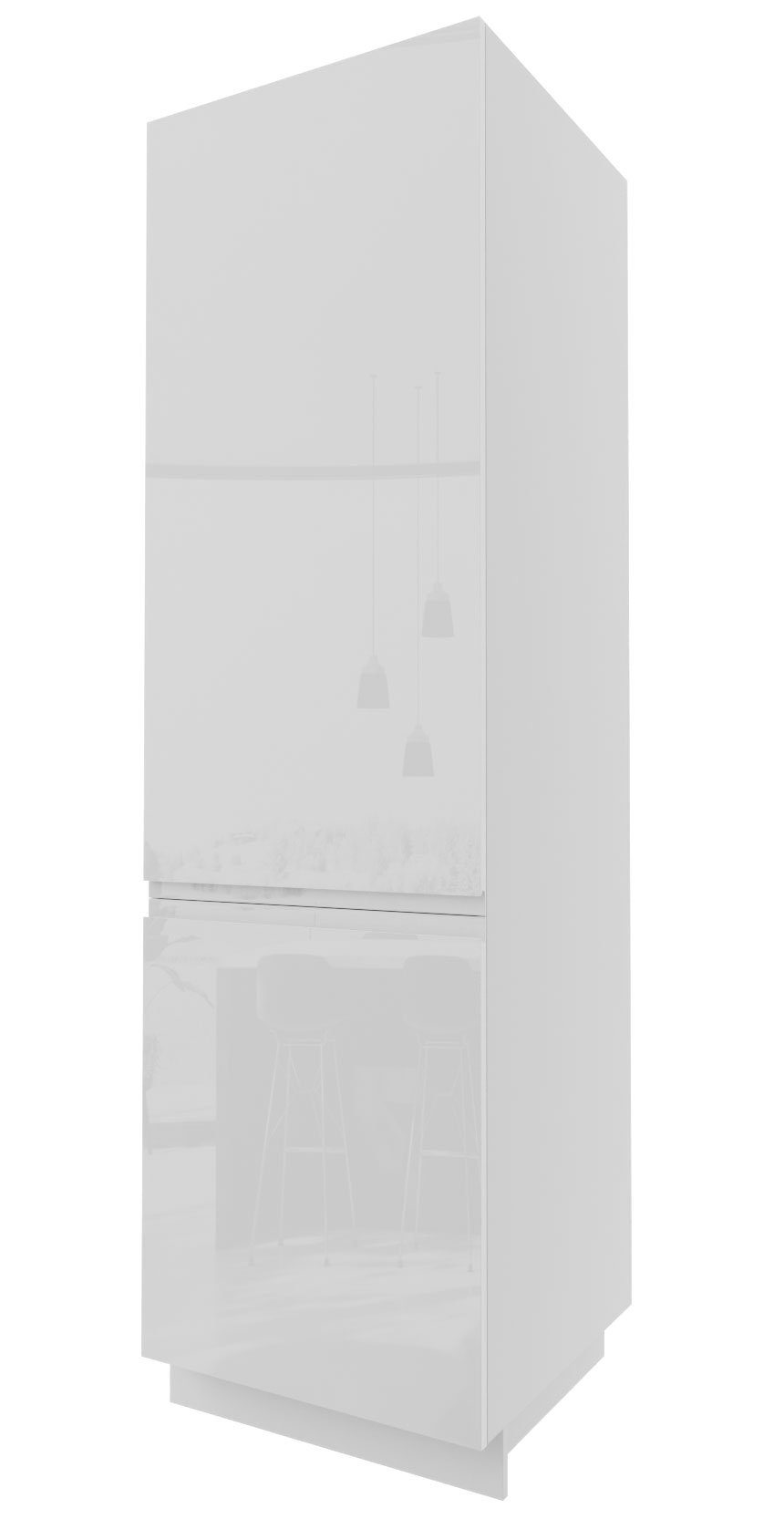 Feldmann-Wohnen Kühlumbauschrank Florence (Florence) 60cm Front-, Korpusfarbe und Ausführung wählbar grifflos 2-türig RAL 9001 cremeweiß Hochglanz