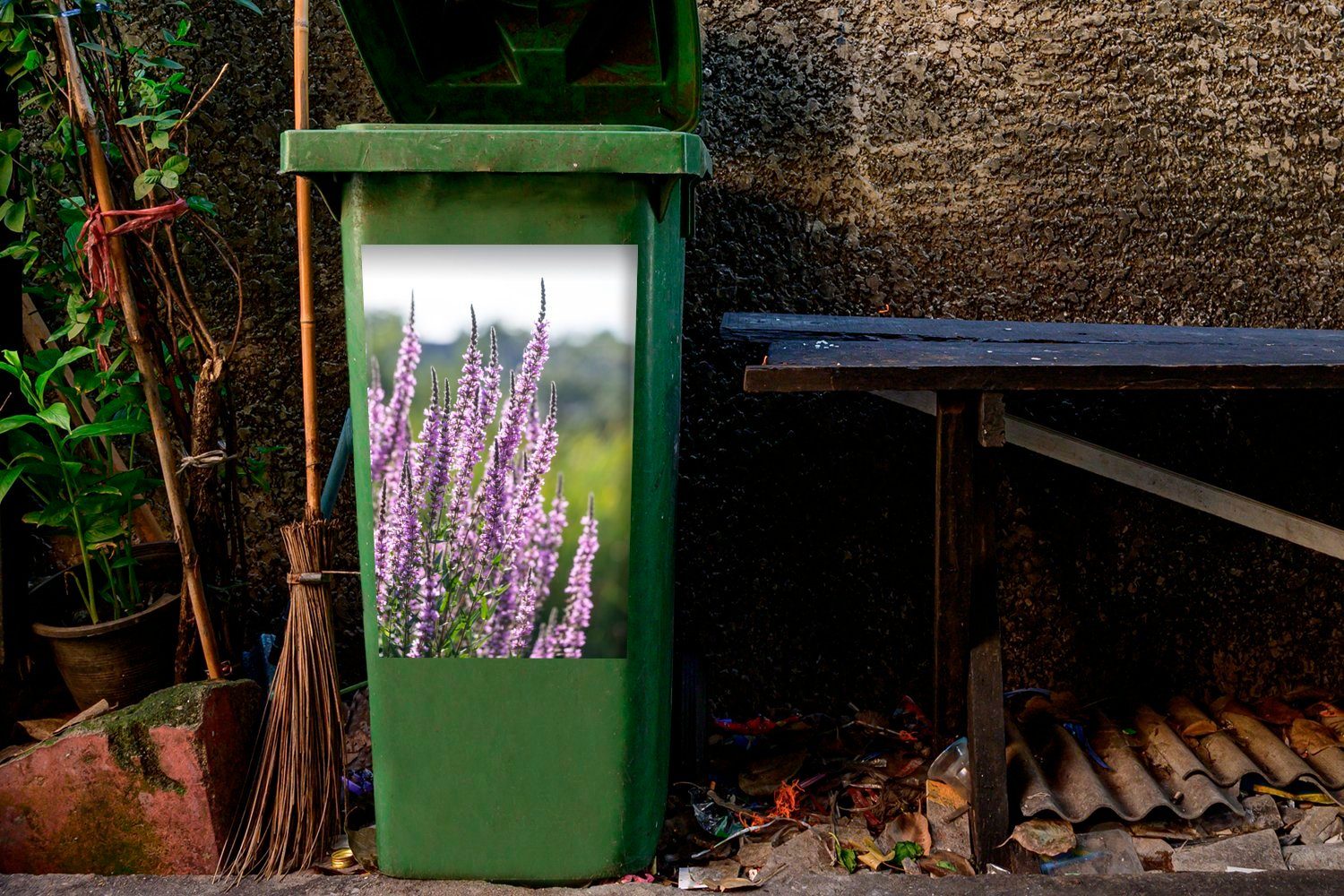 Katzenschwänzen Abfalbehälter Mülleimer-aufkleber, Nahaufnahme Wandsticker Mülltonne, großen MuchoWow Sticker, (1 St), von Container,