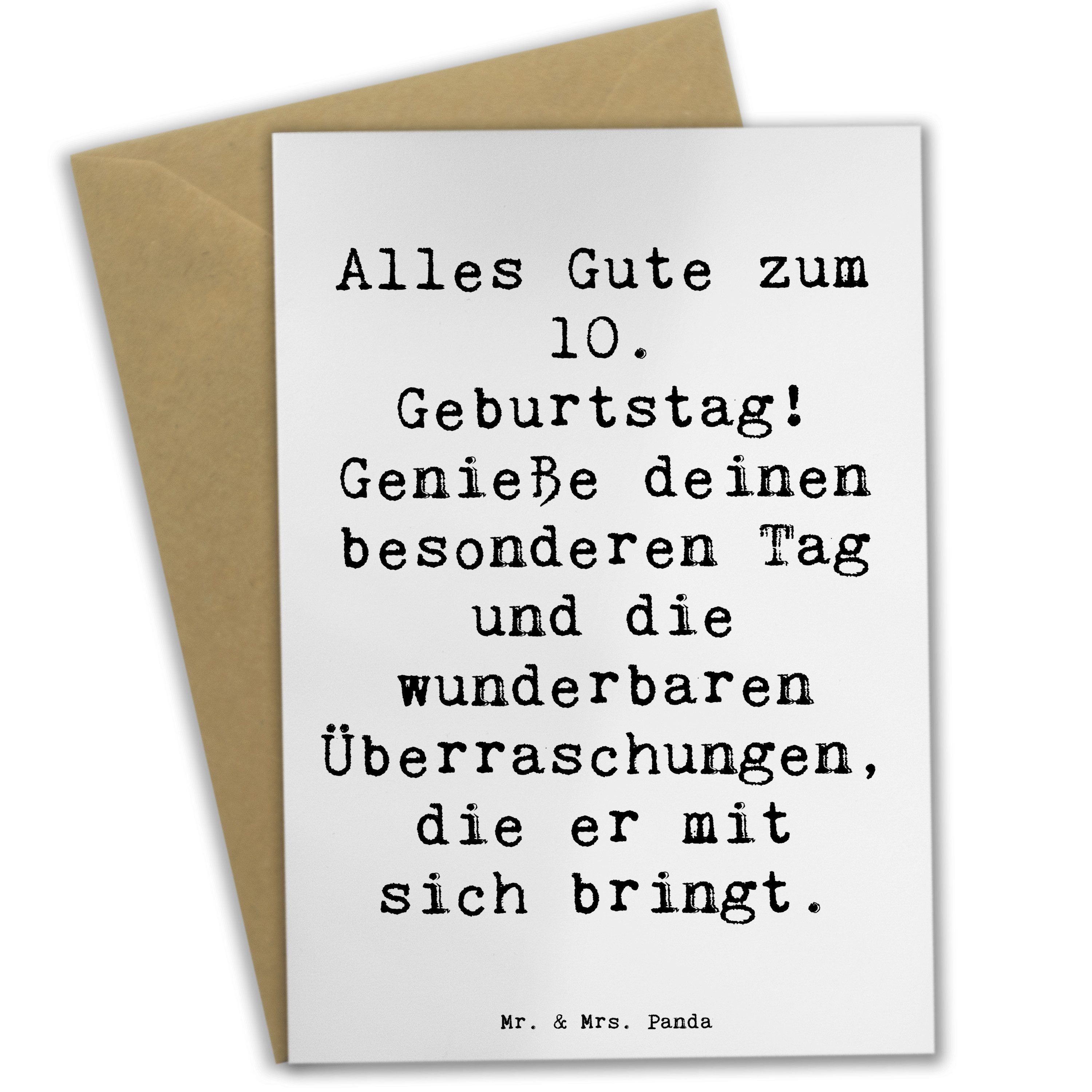 Grußkarte Spruch 10. Geburtstag Freude - Weiß - Geschenk, Herzlichen Glückwunsc