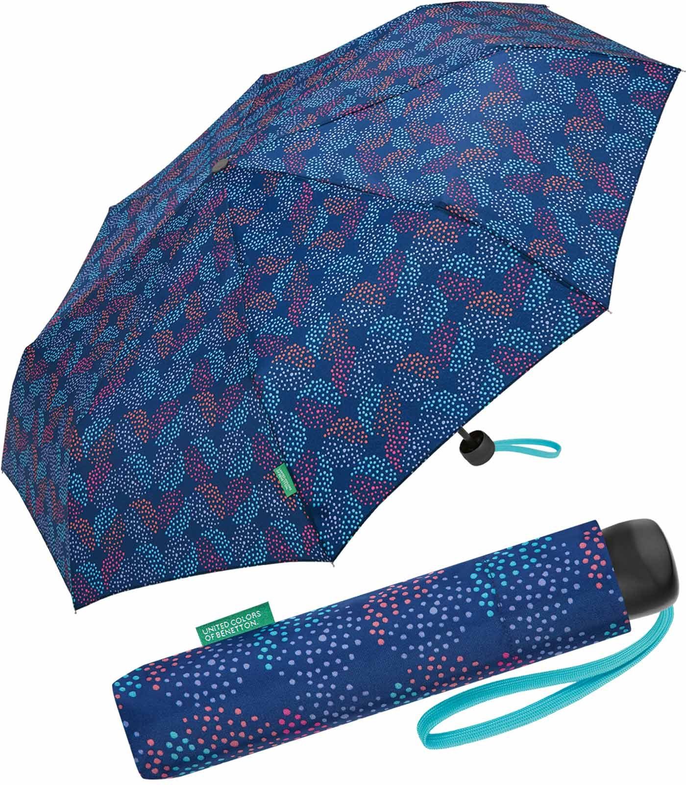 United Colors Super Taschenregenschirm modernem Punkte-Kreise-Muster blue, Dots bellwether mit Benetton Pop - blau of Mini