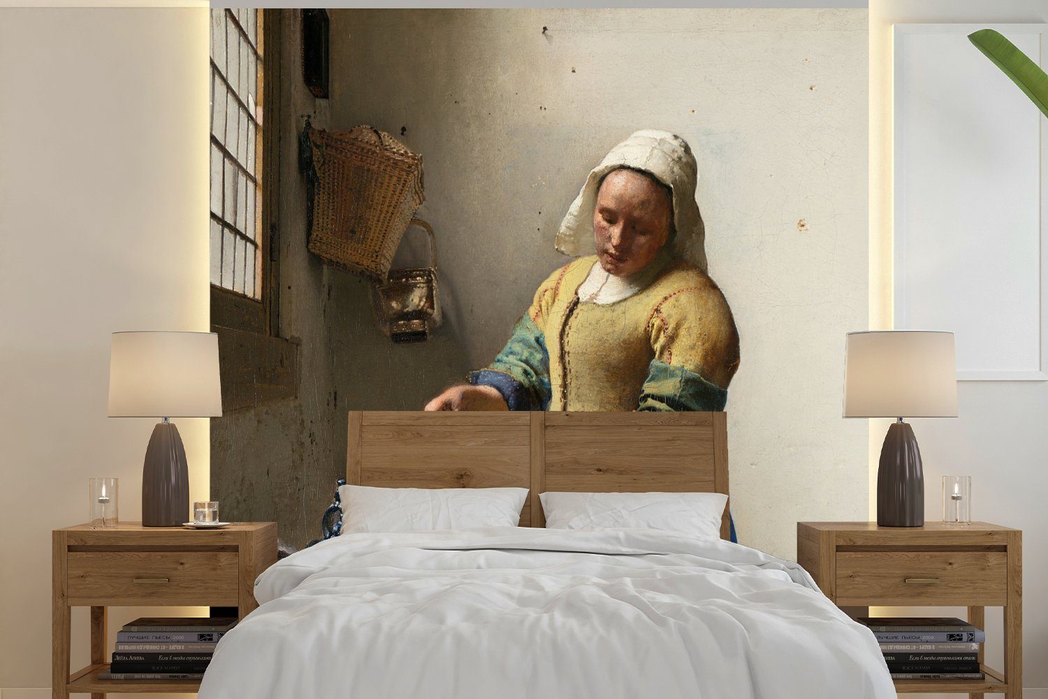 MuchoWow Fototapete Das Milchmädchen - Kunst - Alte Meister - Vermeer, Matt, bedruckt, (5 St), Vinyl Tapete für Wohnzimmer oder Schlafzimmer, Wandtapete
