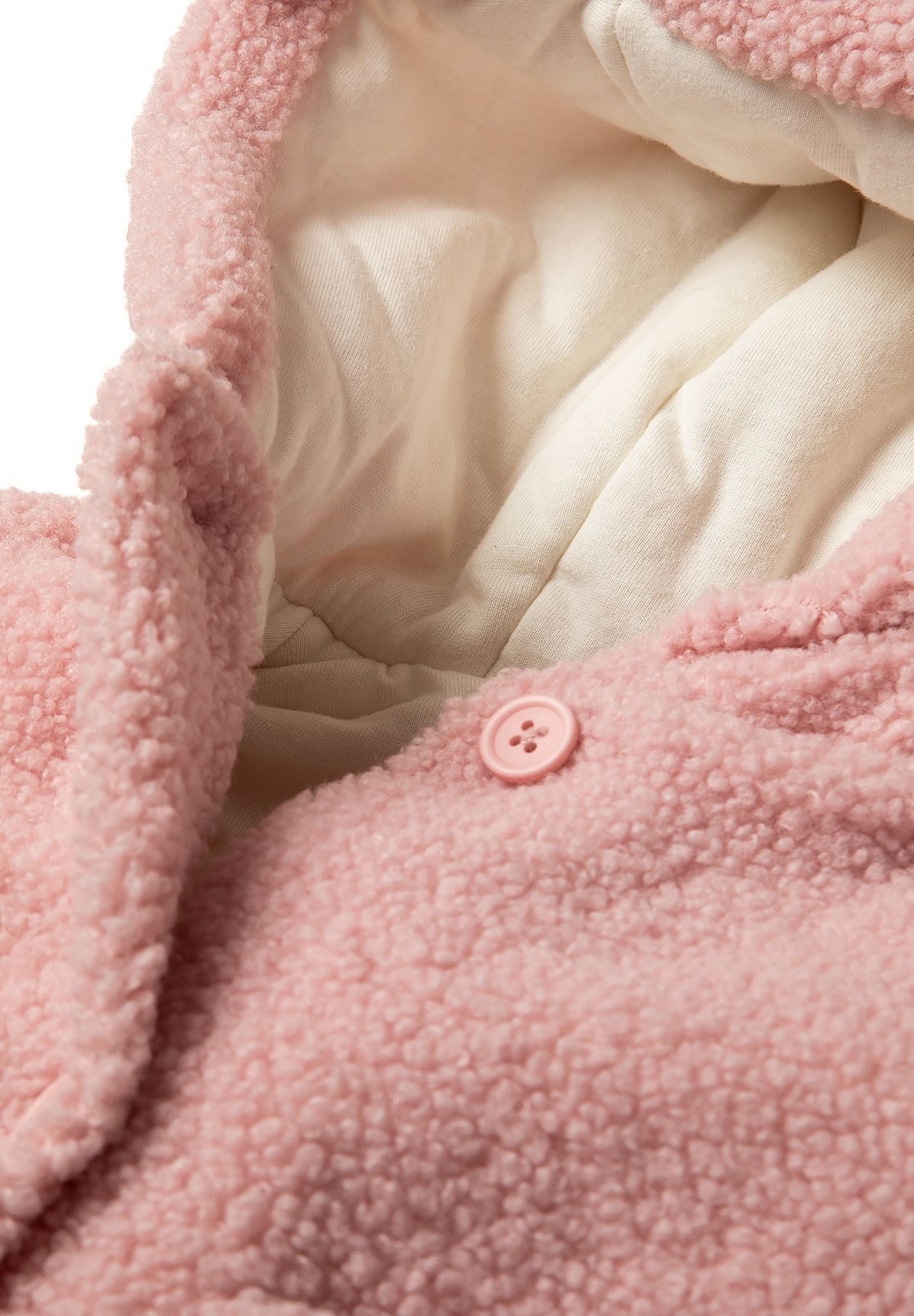 MINOTI Fellimitatjacke Teddy-Babyjacke mit Kapuze und Knöpfen (0-24m) kuschelig