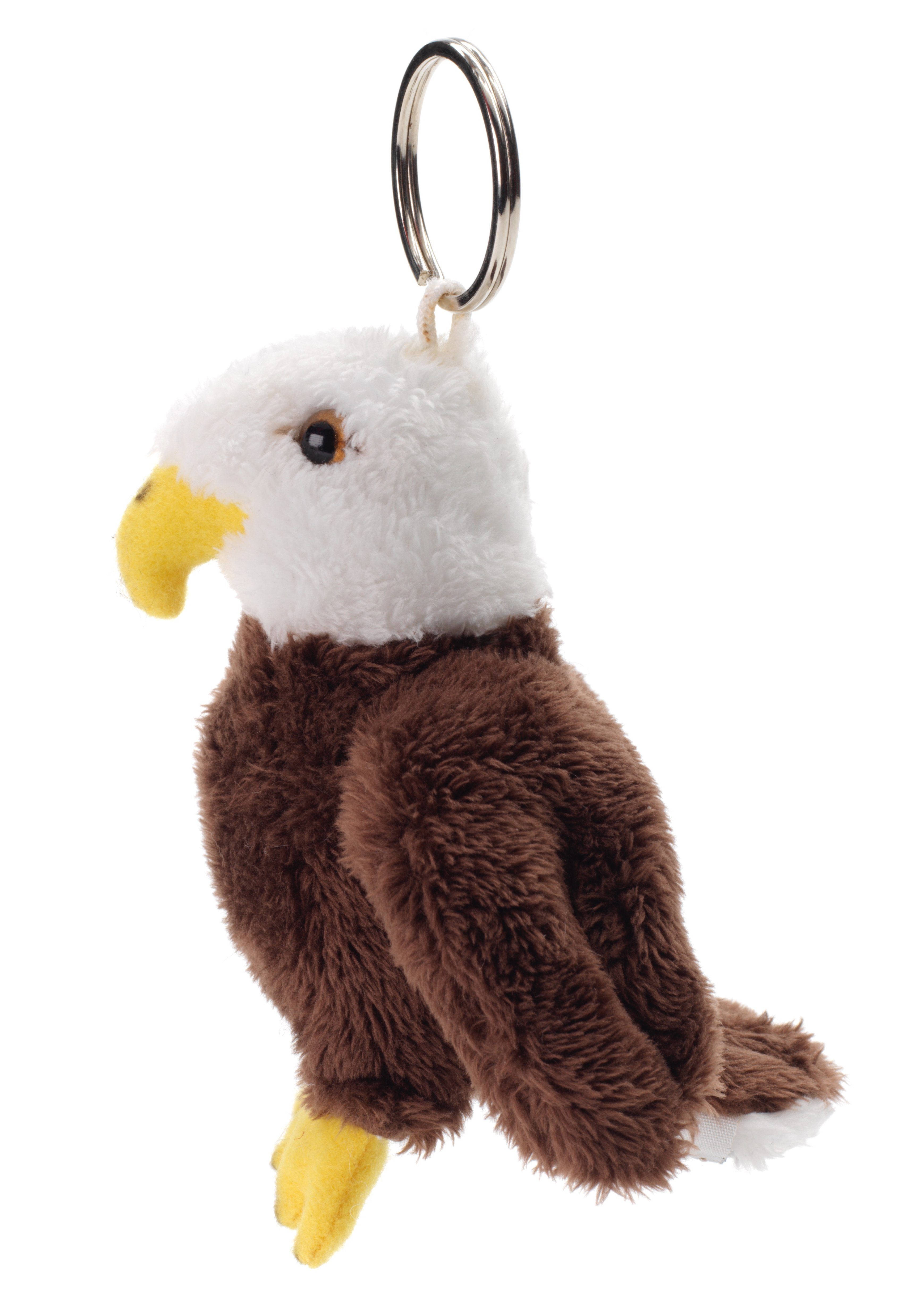 Uni-Toys Plüsch-Adler, 100 zu Füllmaterial Plüschtier, cm % recyceltes Weißkopfseeadler m.Schlüsselanhänger, Kuscheltier 11 -