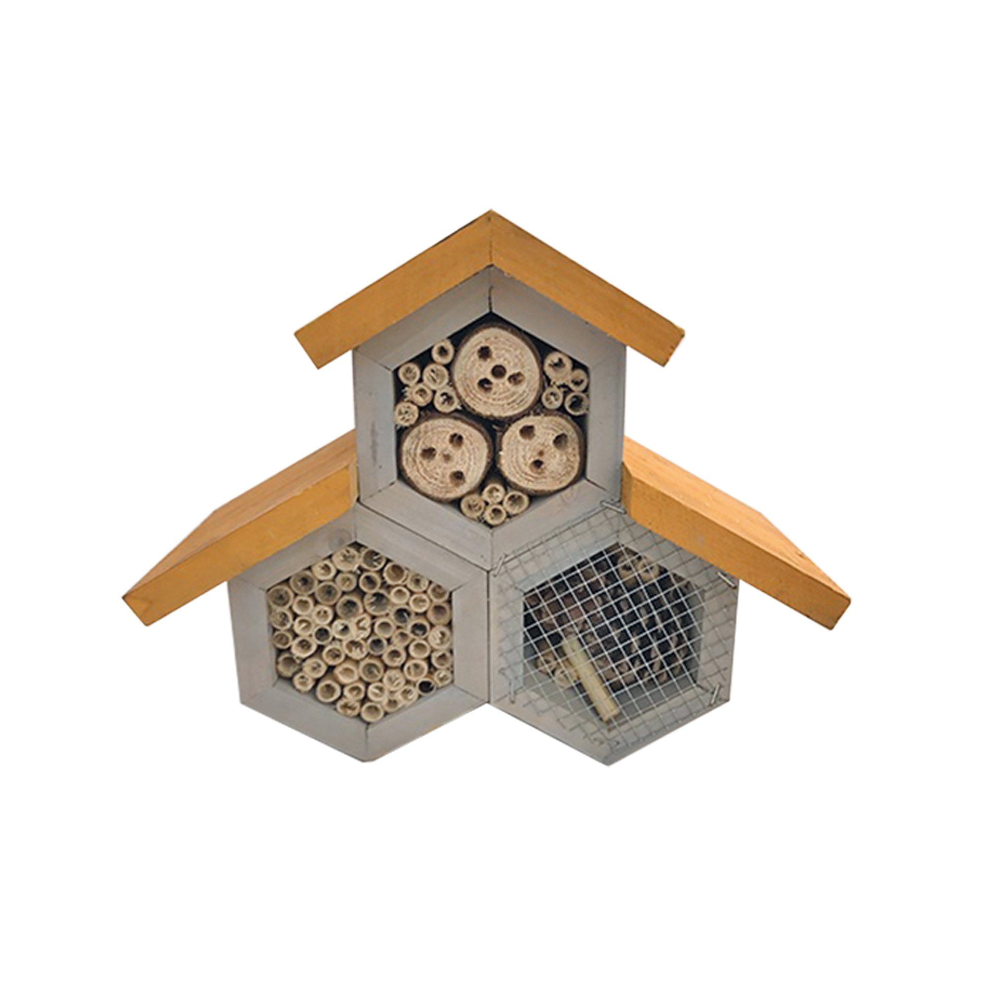 ELMATO Insektenhotel Elmato 10241 Insektenhaus Toscana, 3 Kammern 28x12x23cm