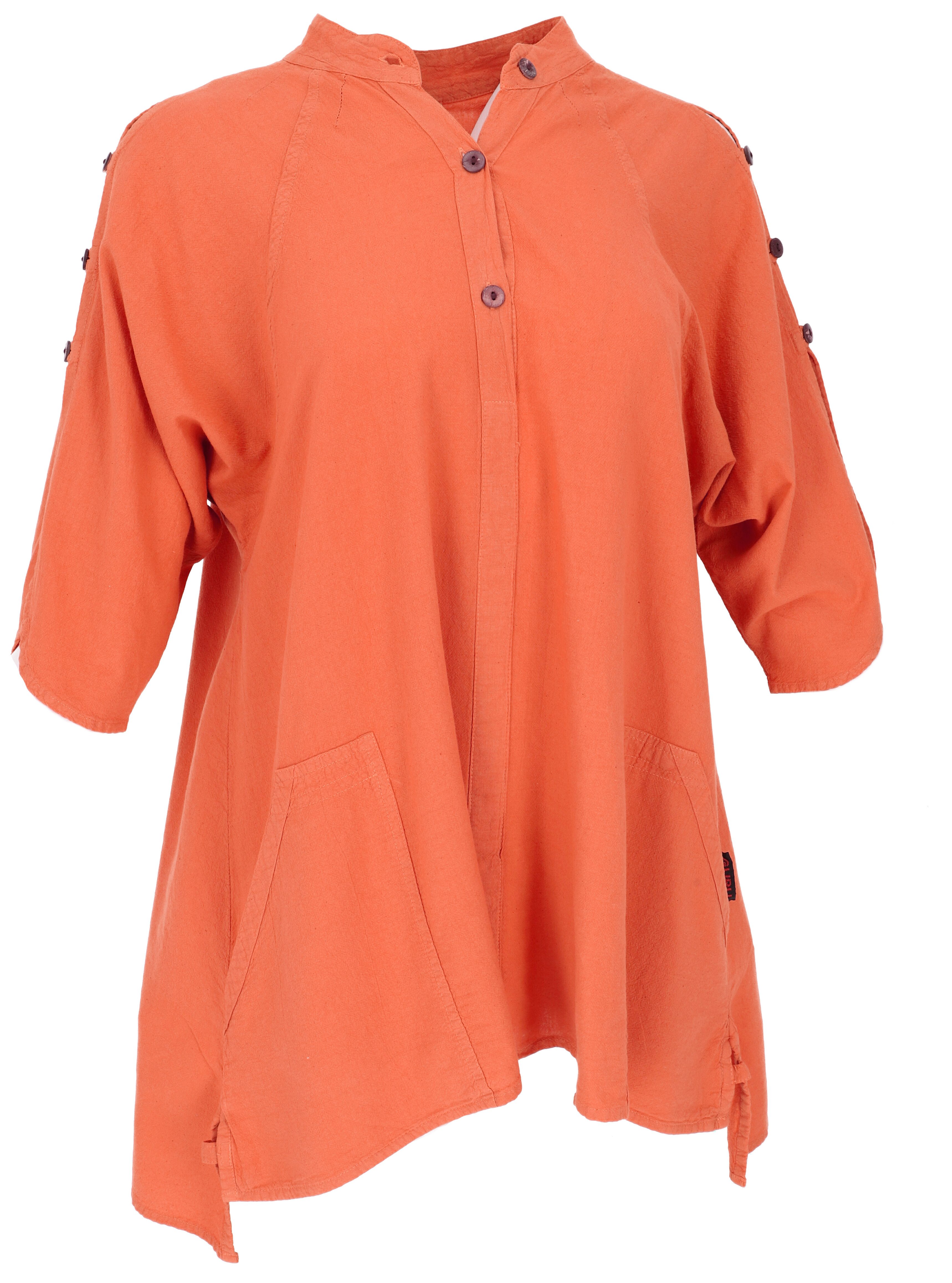 Guru-Shop Longbluse Bequeme Baumwoll-Tunikabluse mit Kokosknöpfen,.. günstig online kaufen