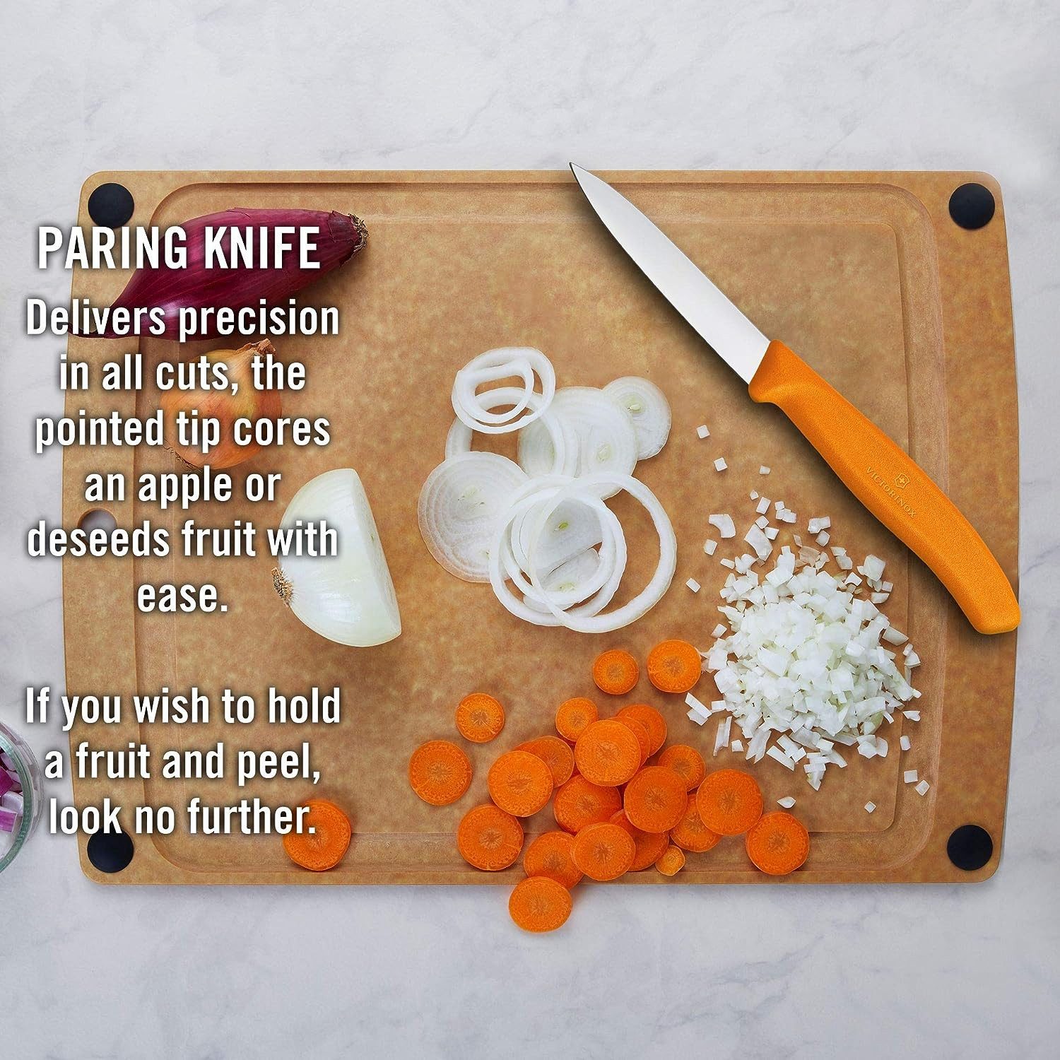 Victorinox Gemüsemesser Gemüsemesser mit extra scharfer Klinge, 12 cm, Kunststoff-Griff, Gerade Klinge, spülmaschinengeeignet, orange, Made in Switzerland