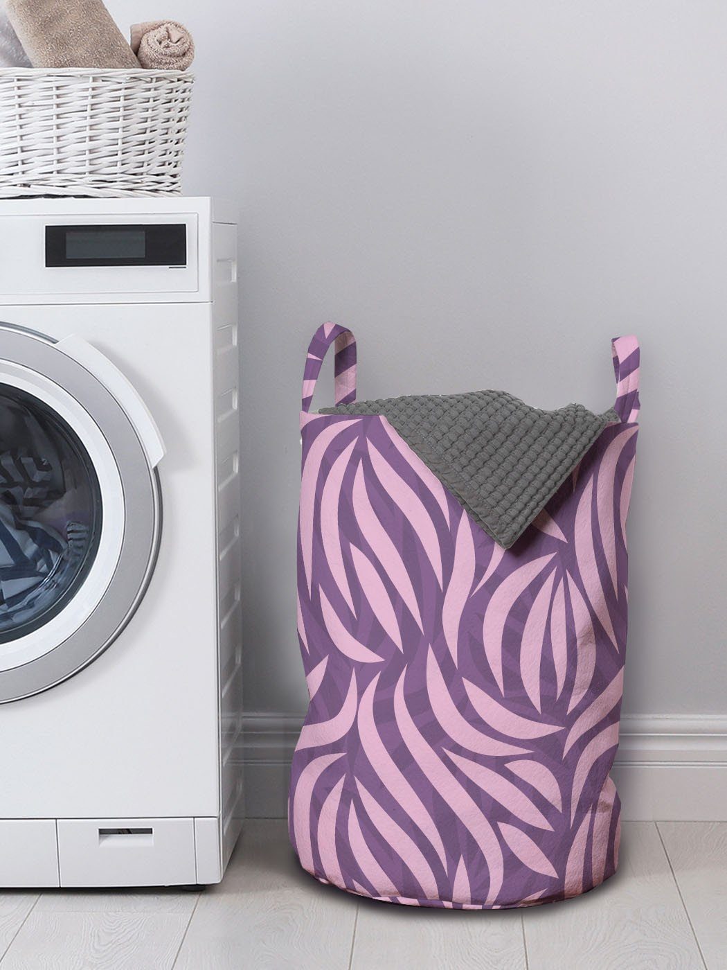 Bicolor Abstrakt mit Dschungel Wäschekorb Kordelzugverschluss für Abakuhaus Waschsalons, Griffen tropischen Wäschesäckchen