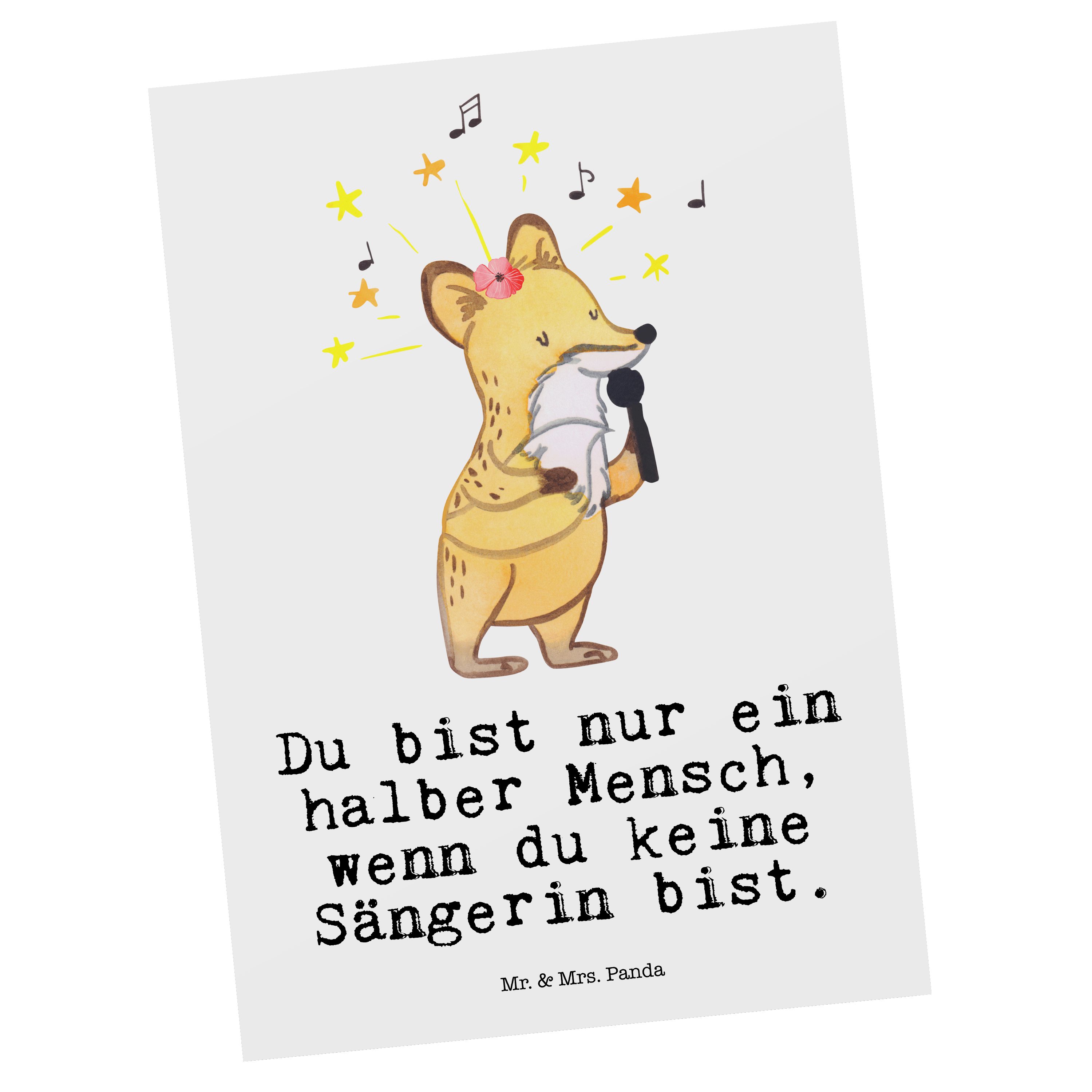 Mr. & Mrs. Panda Postkarte Sängerin mit Herz - Weiß - Geschenk, Abschied, Dankeskarte, Firma, Ei