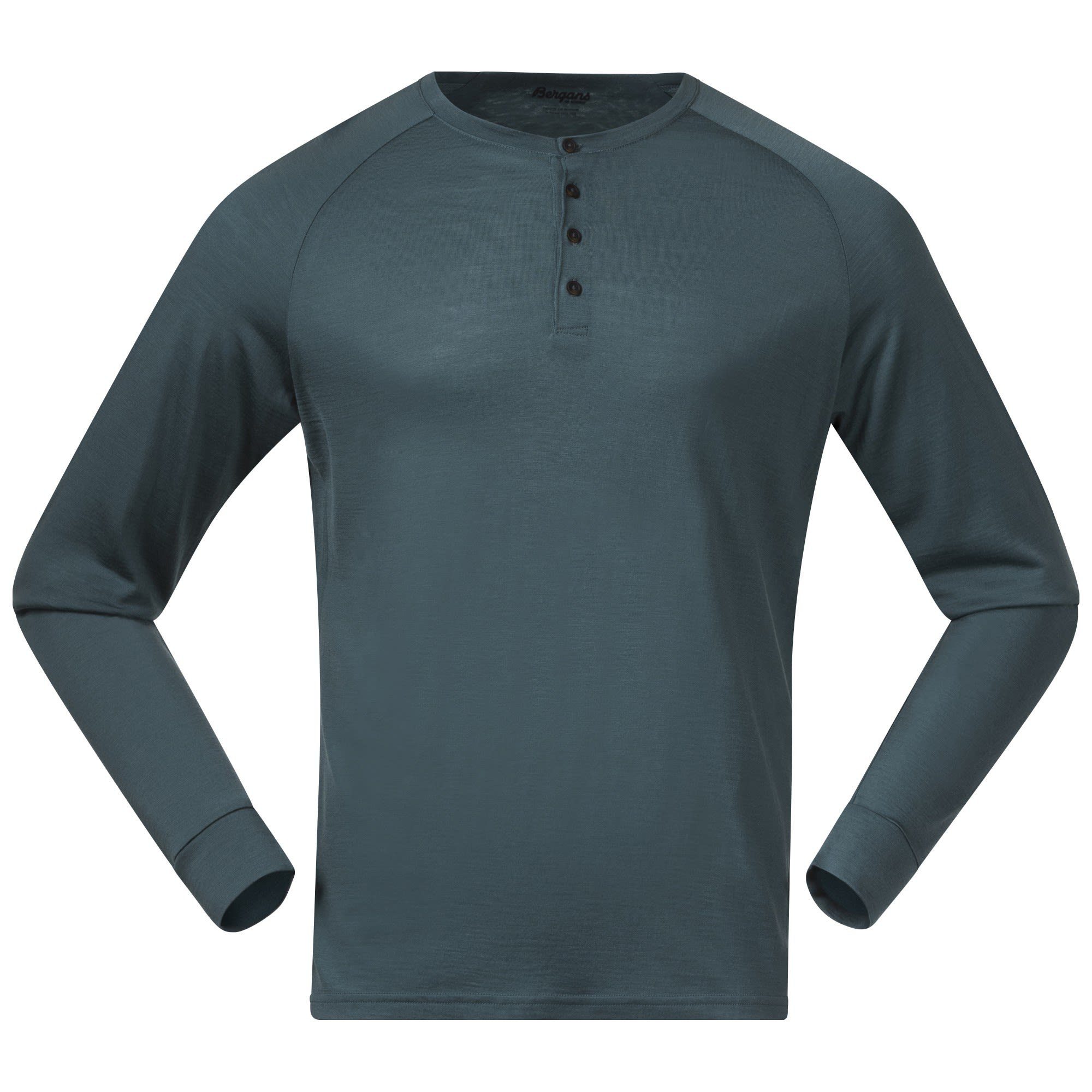 Bergans Langarmshirt Bergans Lysebu Wool M Henley Herren Langarm-Shirt Forest Frost