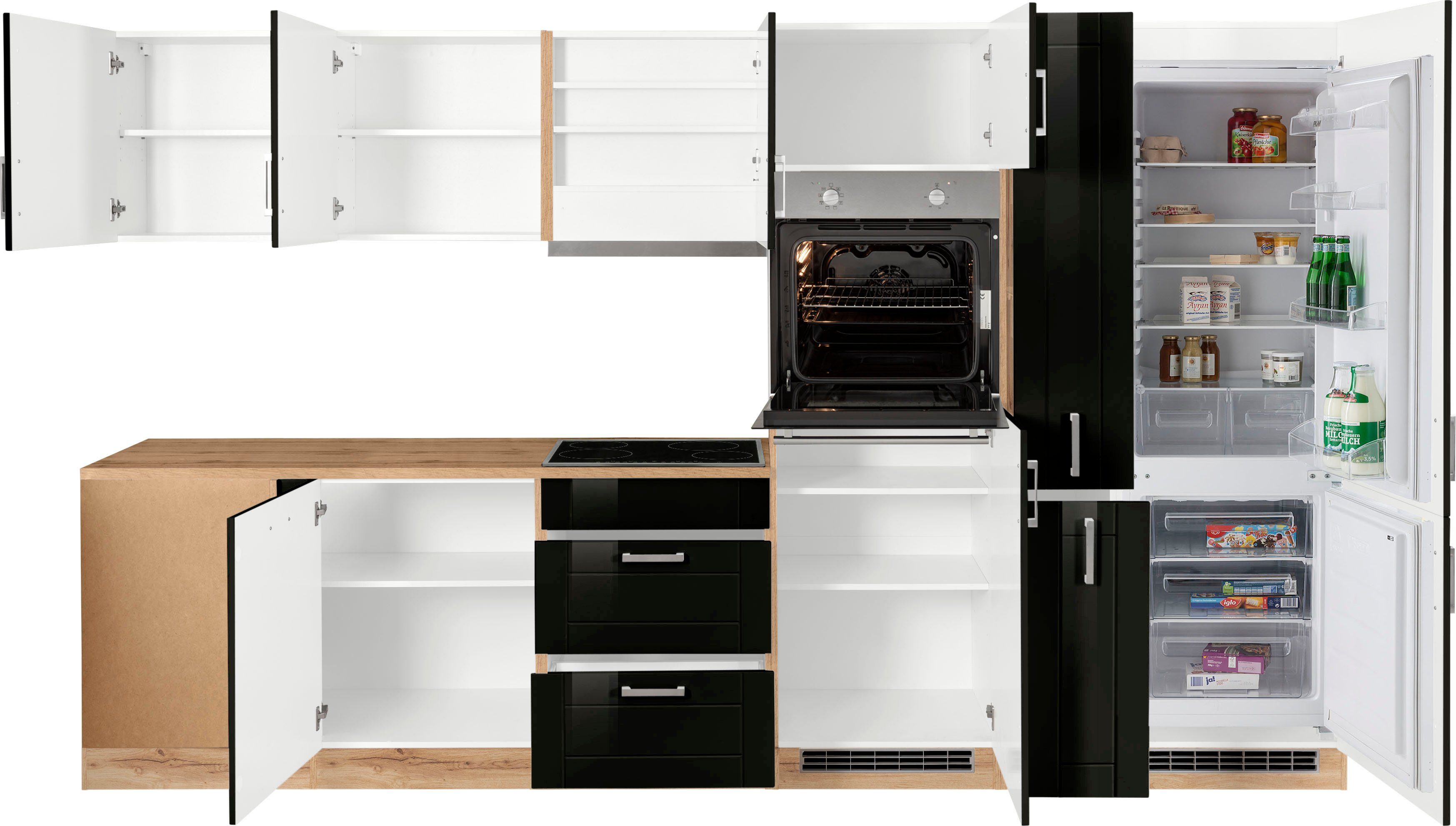 KOCHSTATION Winkelküche KS-Tinnum, mit E-Geräten, Stellbreite 240/330 cm