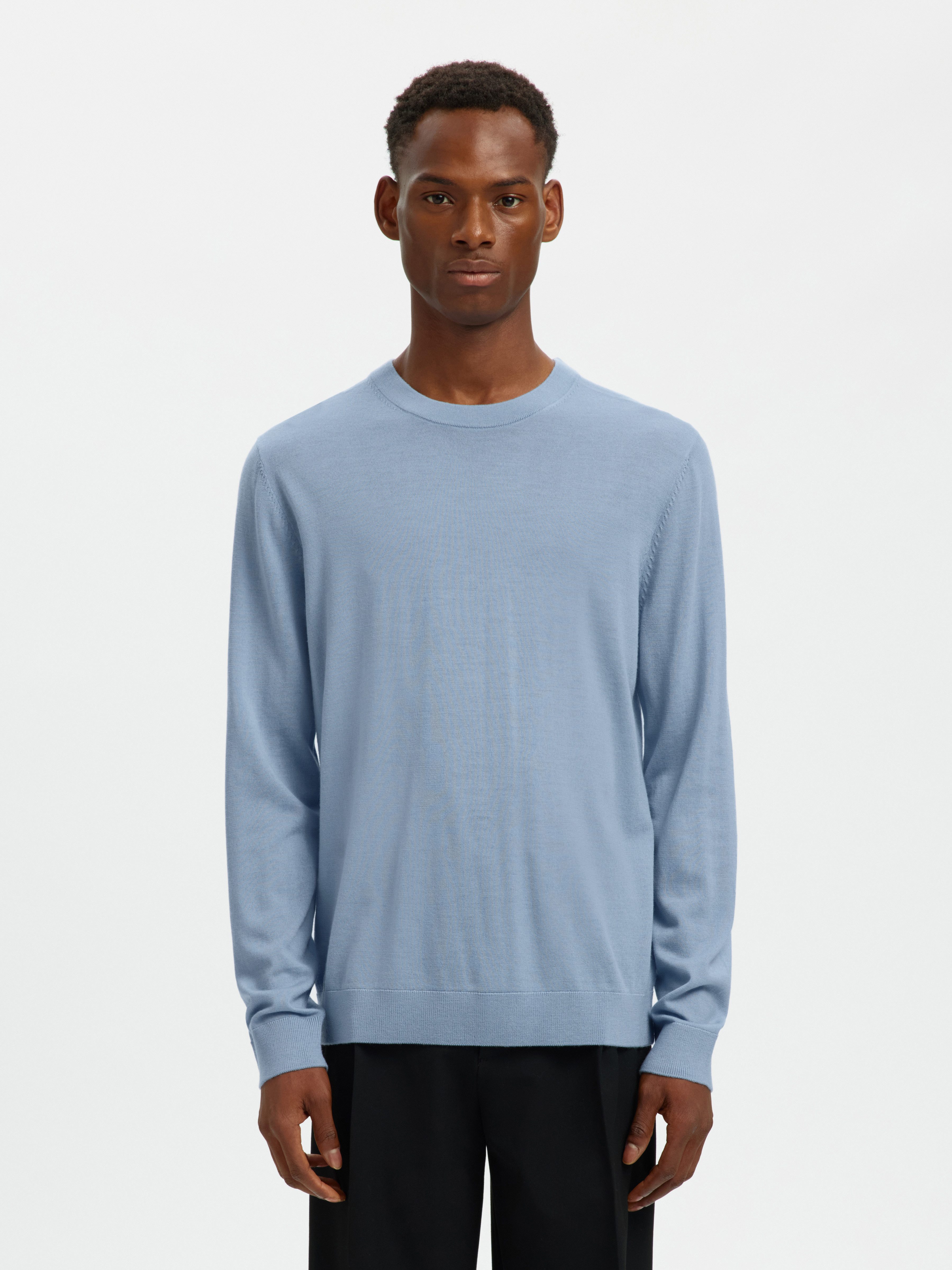 Selected Strickpullover SLHTRAY LS KNIT MERINO CREW NECK NOOS Wolle, regular fit