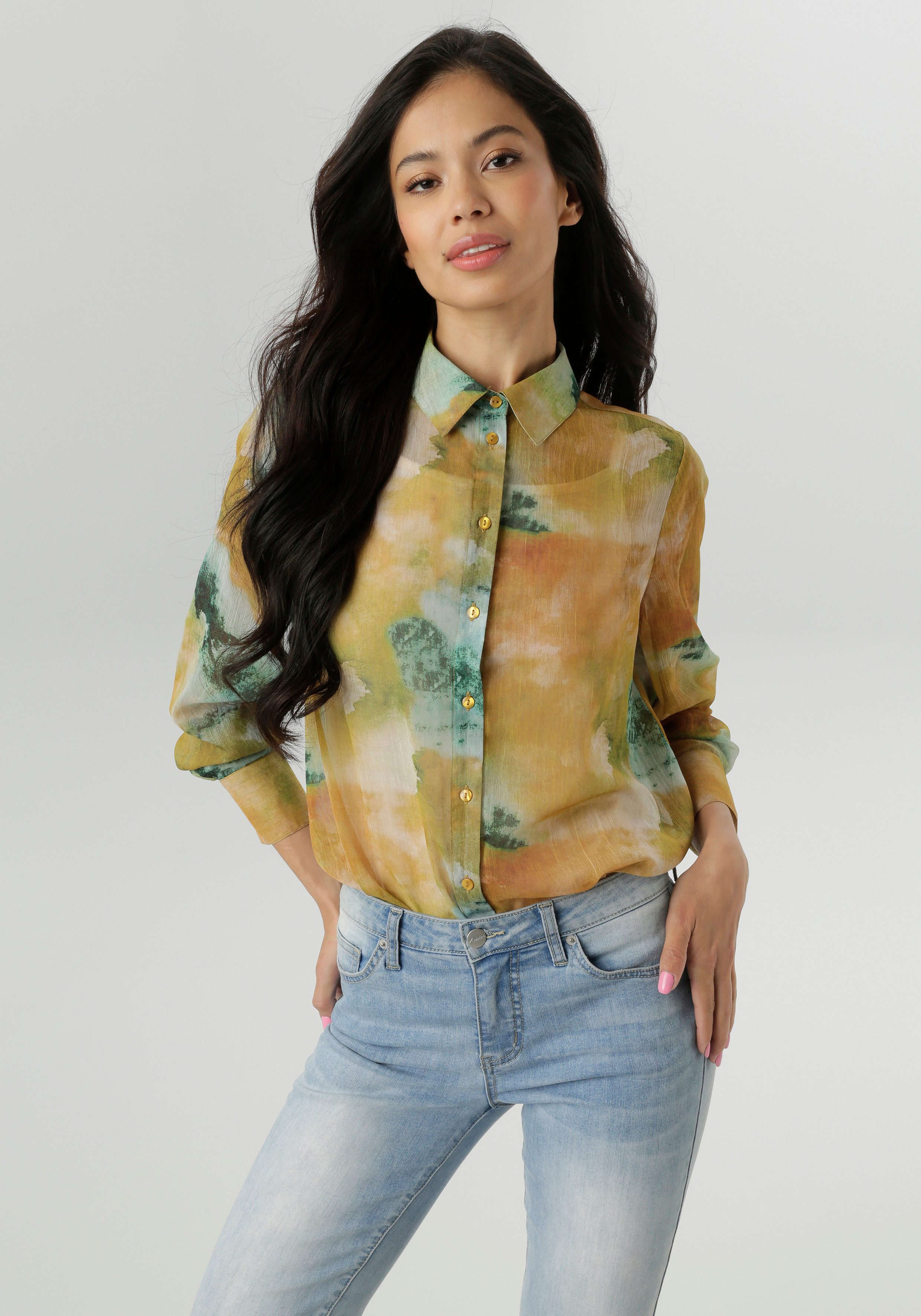 Aniston SELECTED Hemdbluse aus leicht transparentem Chiffon günstig online kaufen