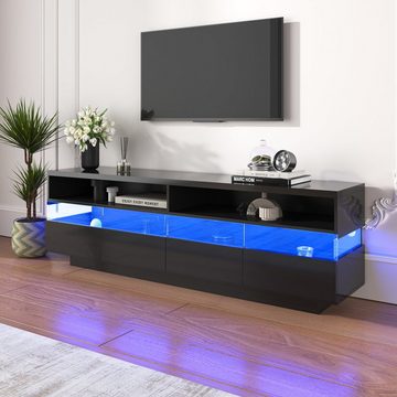 Fangqi TV-Schrank Moderner TV-Ständer, mit 4 Schubladen, Ablagefläche, LED-Beleuchtung (Hochglanz, 173,5*55*38cm, Spanplatte, moderne und praktische Aufbewahrung) 173,5*55*38cm